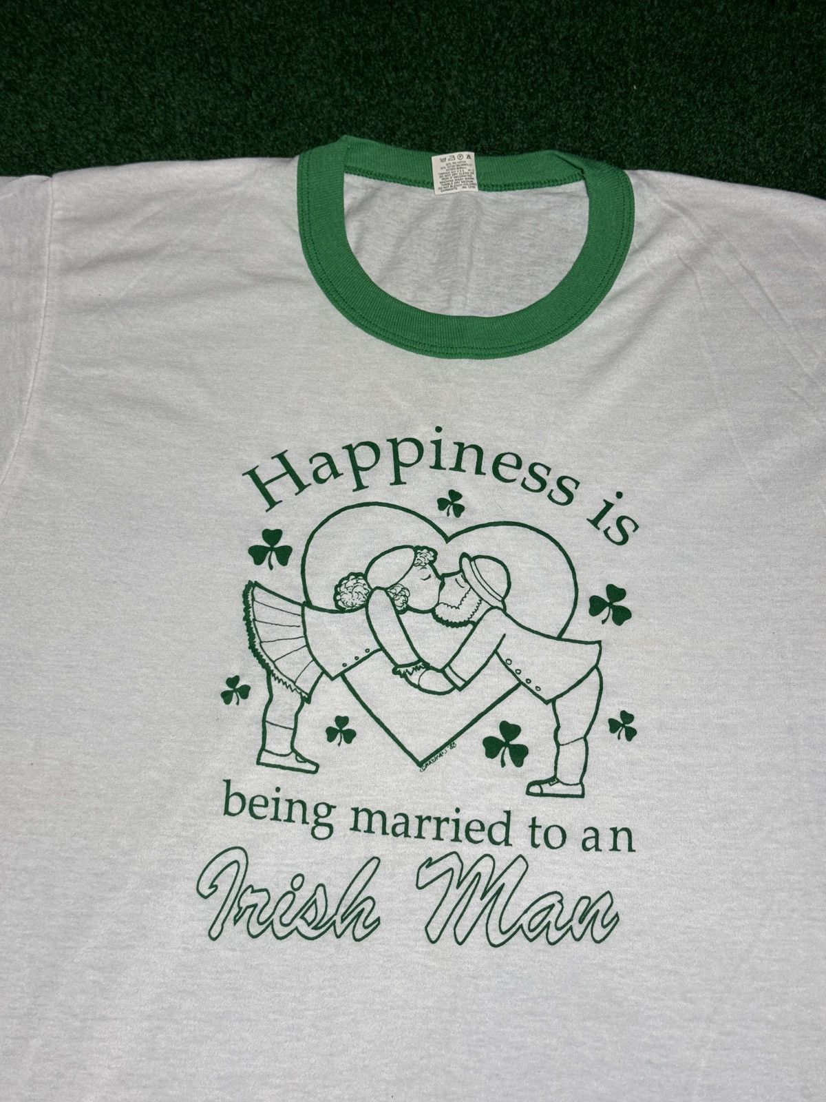 Vintage Happiness Is Being Married To An Irish Man L/XL 80s T Shirt Size US L / EU 52-54 / 3 - 2 Thumbnail