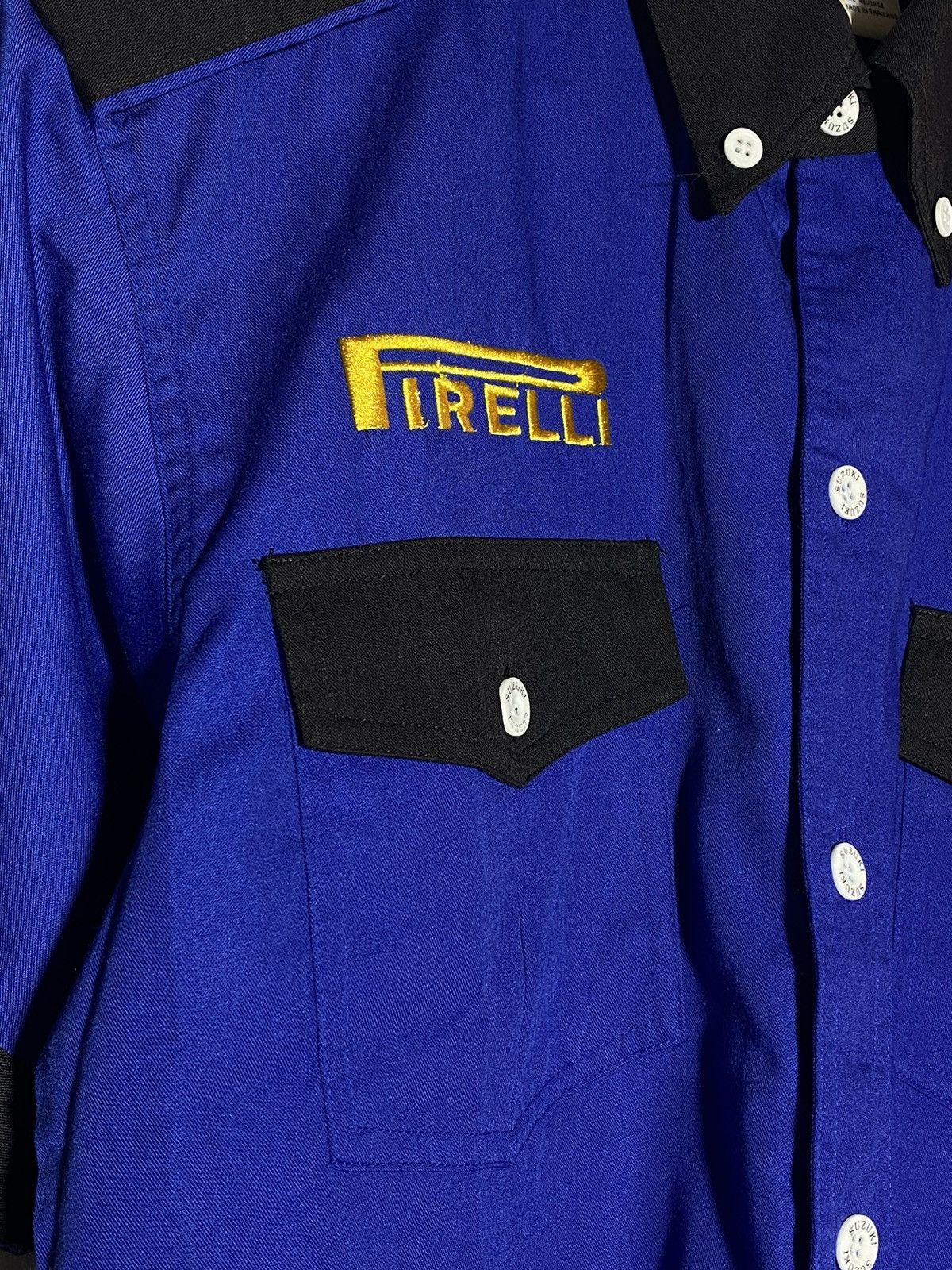 Japanese Brand Vintage Suzuki Pirelli Team racing moto shirt Size US L / EU 52-54 / 3 - 5 Thumbnail