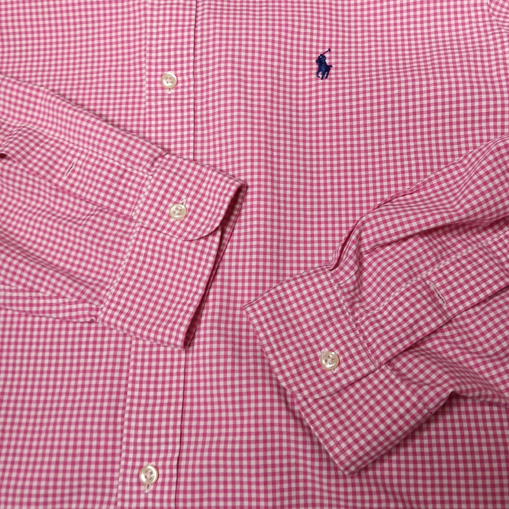 Ralph Lauren Ralph Lauren Shirt Mens XL Button-Down Pink White Gingham Plaid Long Sleeve Logo, Office Dress Shirt, Preppy Classic, 25.5" Pit to Pit, Regular Fit Size US XL / EU 56 / 4 - 7 Thumbnail