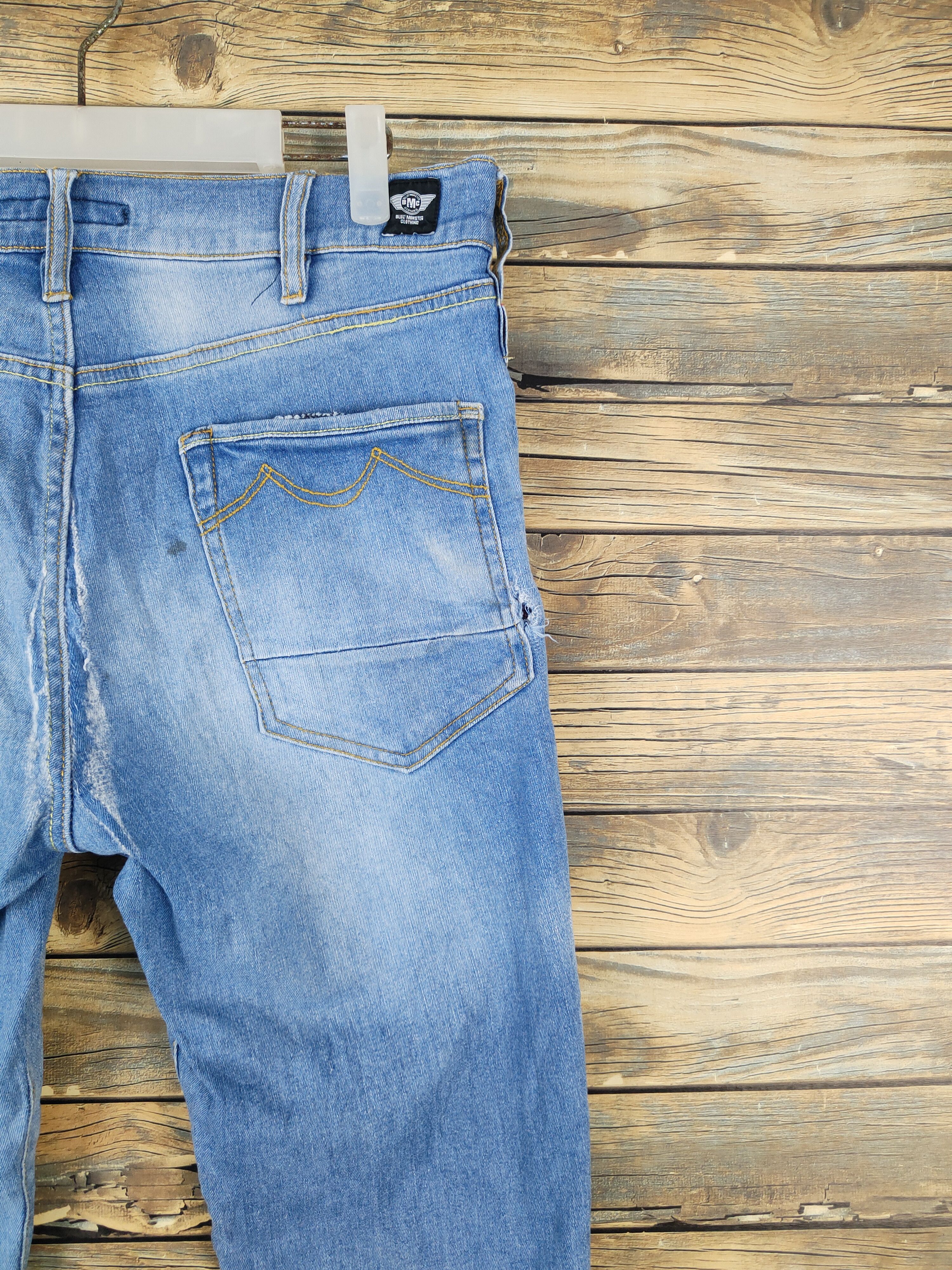 Japanese Brand Blue Monster Blue Distressed Ripped Jeans #W1951 Size US 32 / EU 48 - 13 Thumbnail