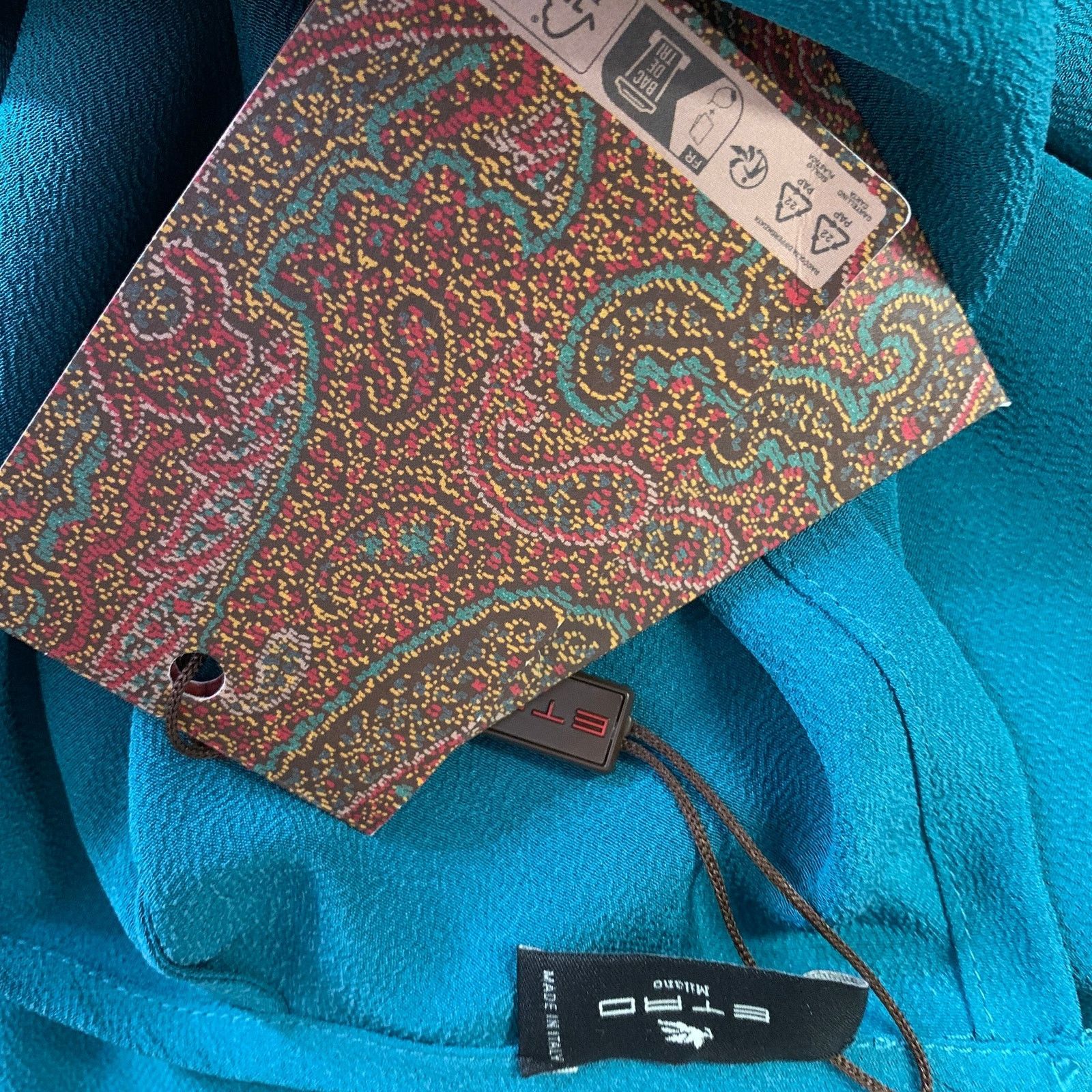 Etro ETRO Size M Blue Turquoise Silk Textured See Through Top Size M / US 6-8 / IT 42-44 - 4 Thumbnail