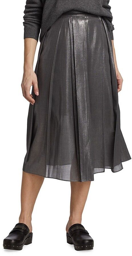 Brunello Cucinelli o1y0725 Midi Skirt in Gray Size 28" / US 6 / IT 42 - 2 Thumbnail