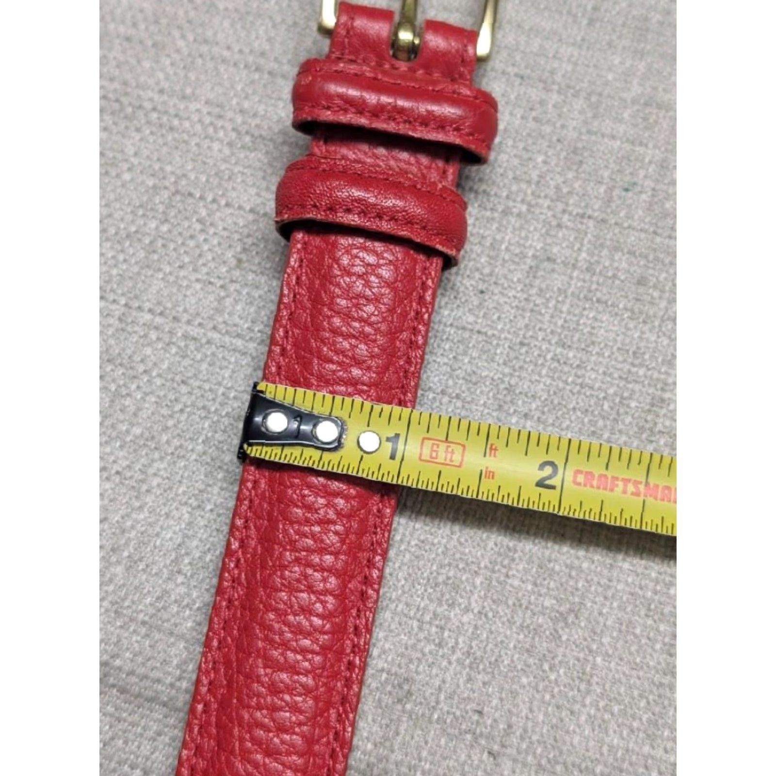 Dooney & Bourke VINTAGE Dooney & Bourke belt red leather brass buckle USA made belt Women 26 One Size Size ONE SIZE - 7 Thumbnail