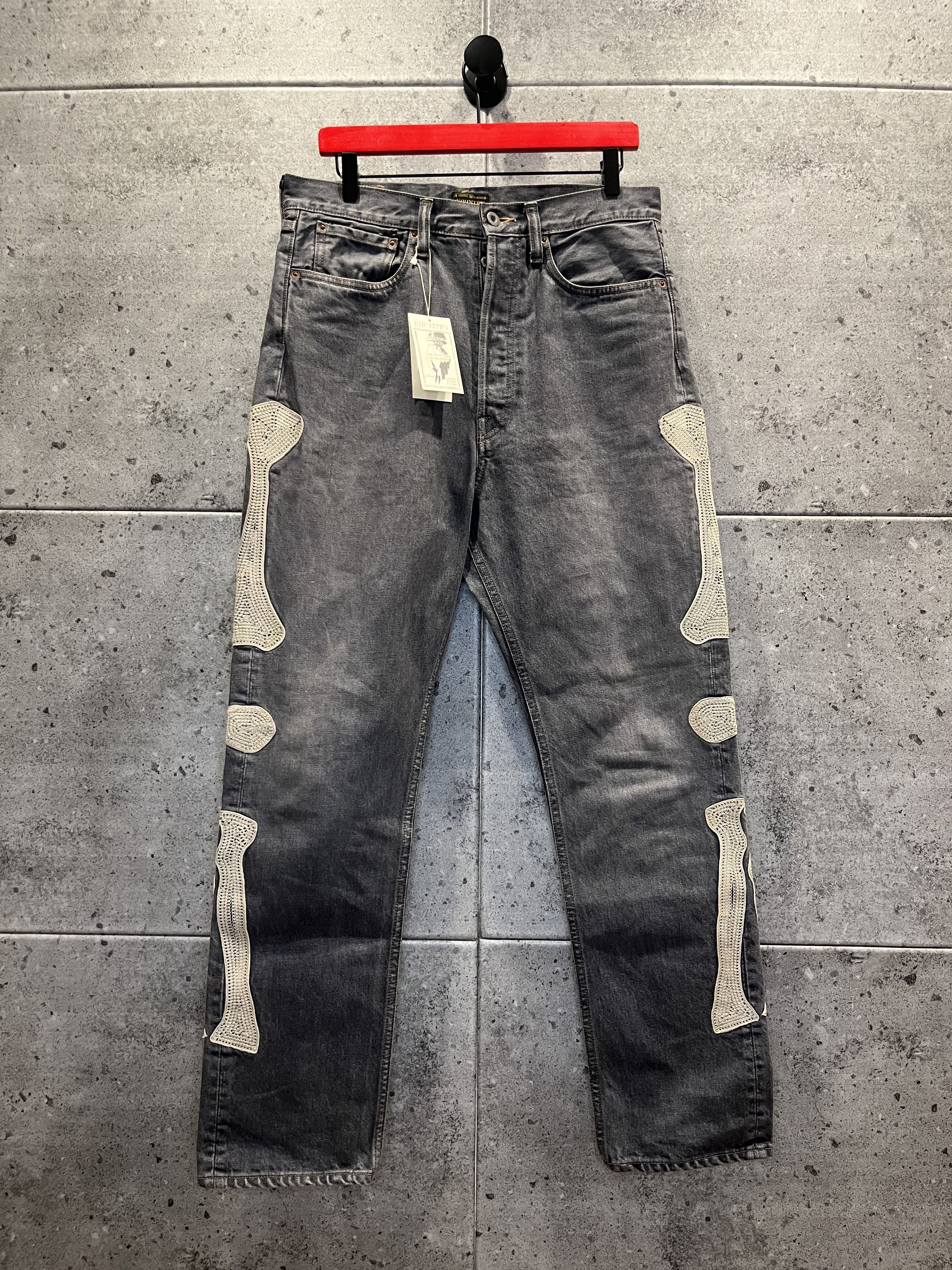 Pre-owned Kapital X Kapital Kountry Kapital Bone Skeleton Denim Jeans In Grey