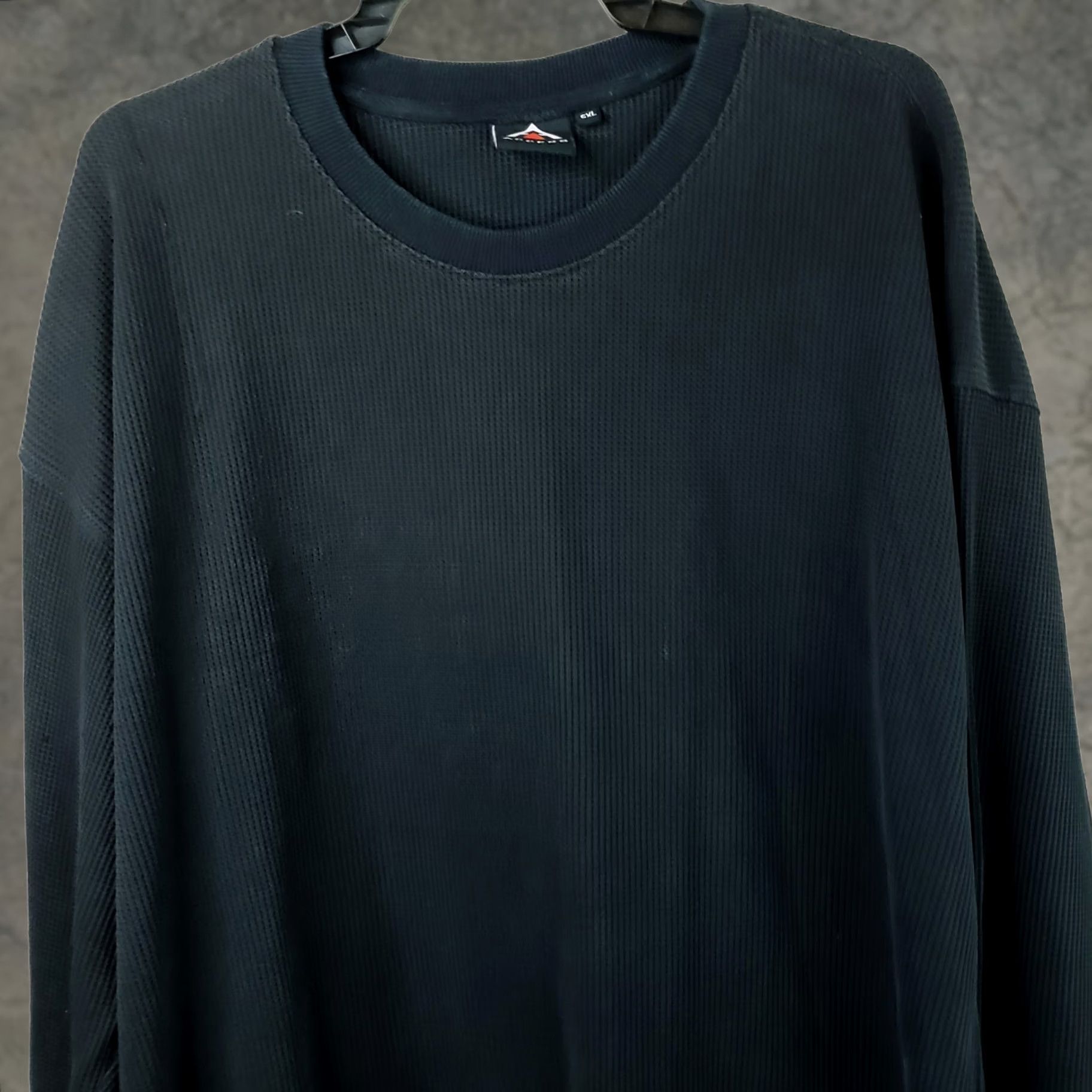 Vintage Access Men T-Shirt 5XL Black Waffle Knit Thermal Long Sleeve Crewneck Big & Tall Size US XXL / EU 58 / 5 - 1 Thumbnail