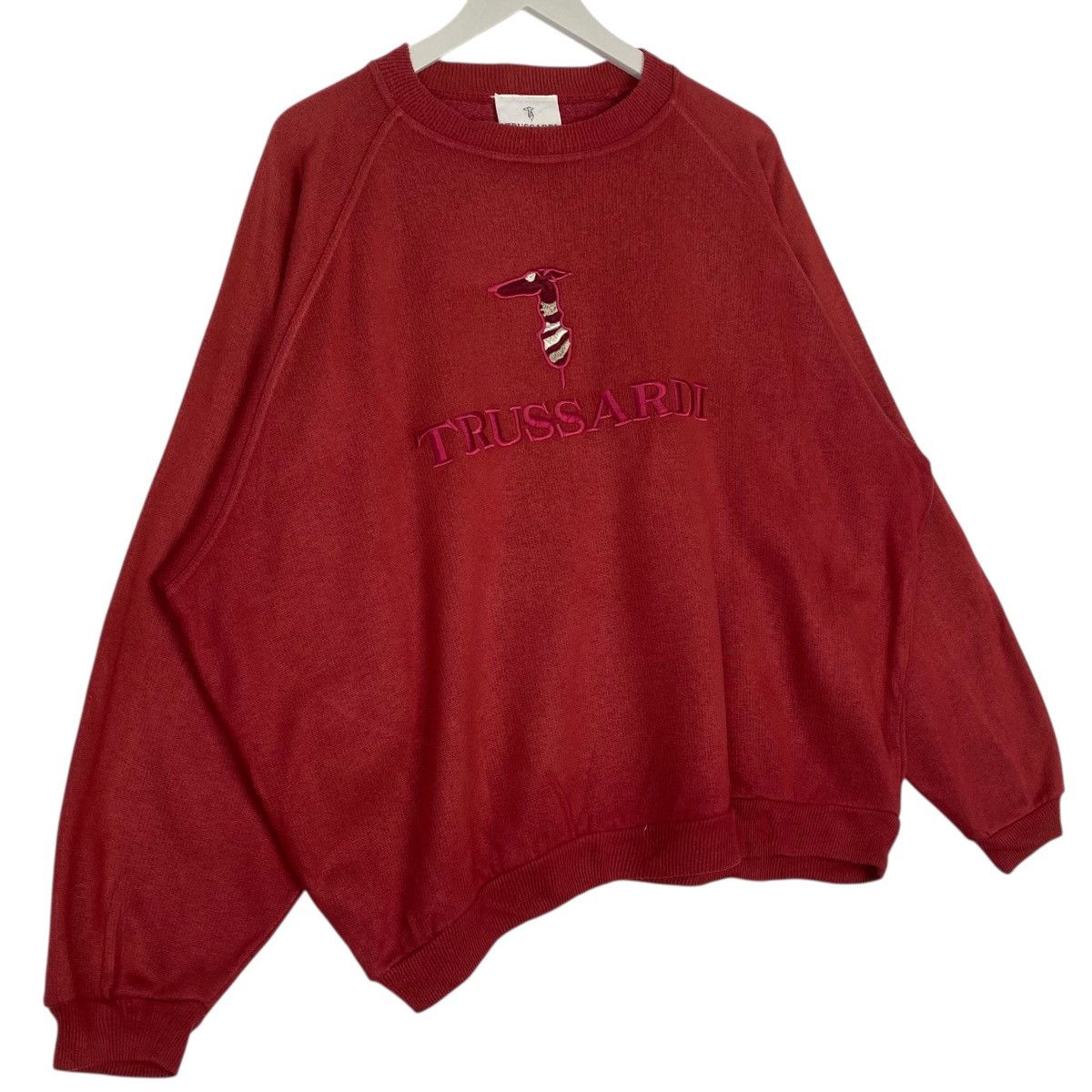 Vintage Vintage 90s Trussardi Sweatshirt Crewneck Made In Italy Red Size US XL / EU 56 / 4 - 3 Thumbnail