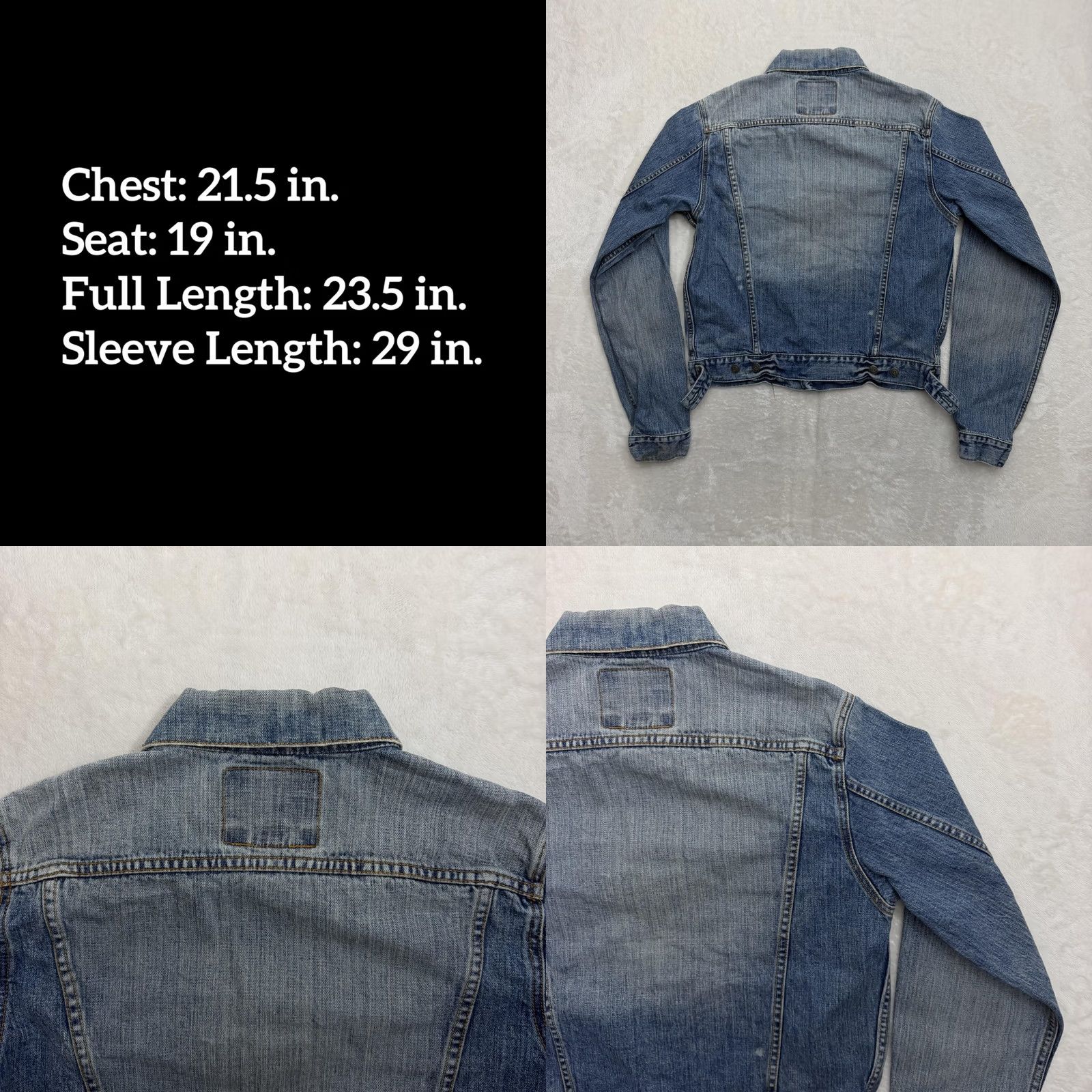 Abercrombie & Fitch Abercrombie & Fitch Jacket Mens Medium Blue Denim Trucker Bomber Distressed Cotton Solid Denim Button Pocket Casual Workwear Size US M / EU 48-50 / 2 - 8 Thumbnail