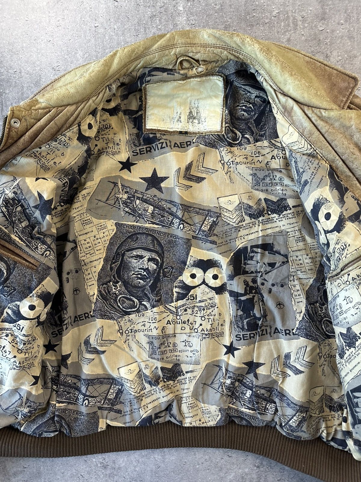 Leather bomber jacket airlift military clintock cvna-65