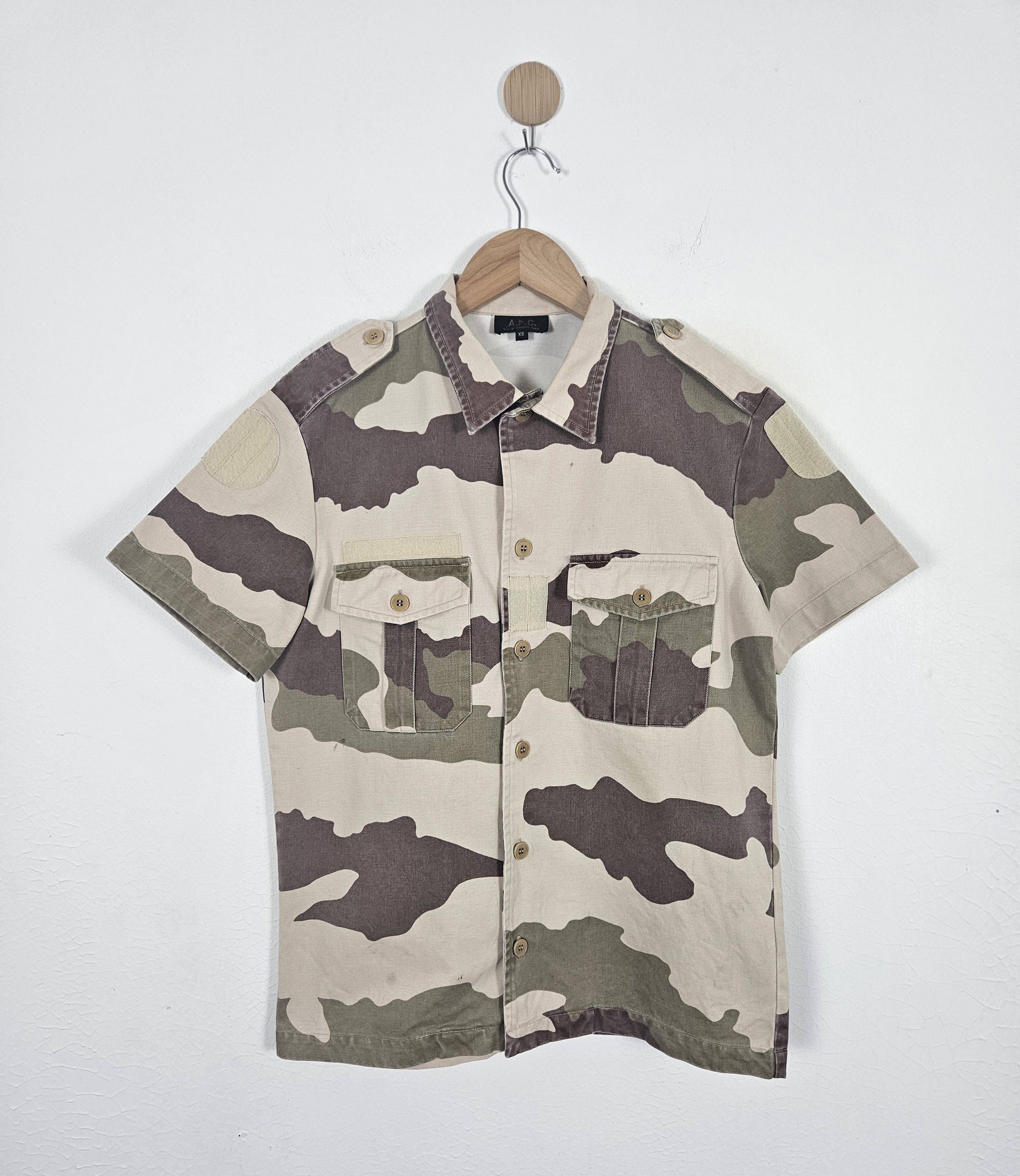 image of A P C Camo Chip Army Military Shirt, Men's (Size XS)