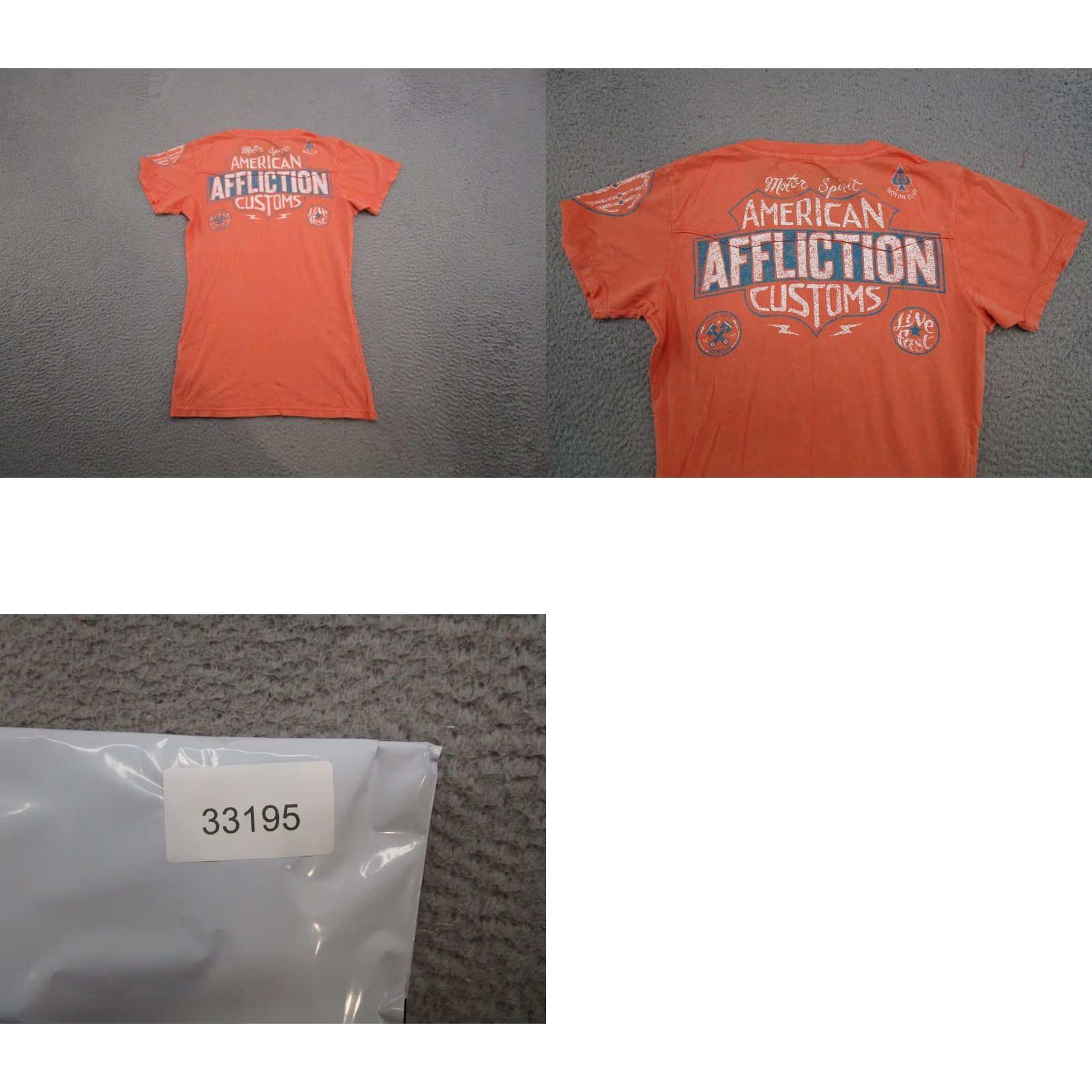 Affliction Affliction Women’s T-Shirt V-Neck Rock Moto Orange M Size M / US 6-8 / IT 42-44 - 8 Thumbnail