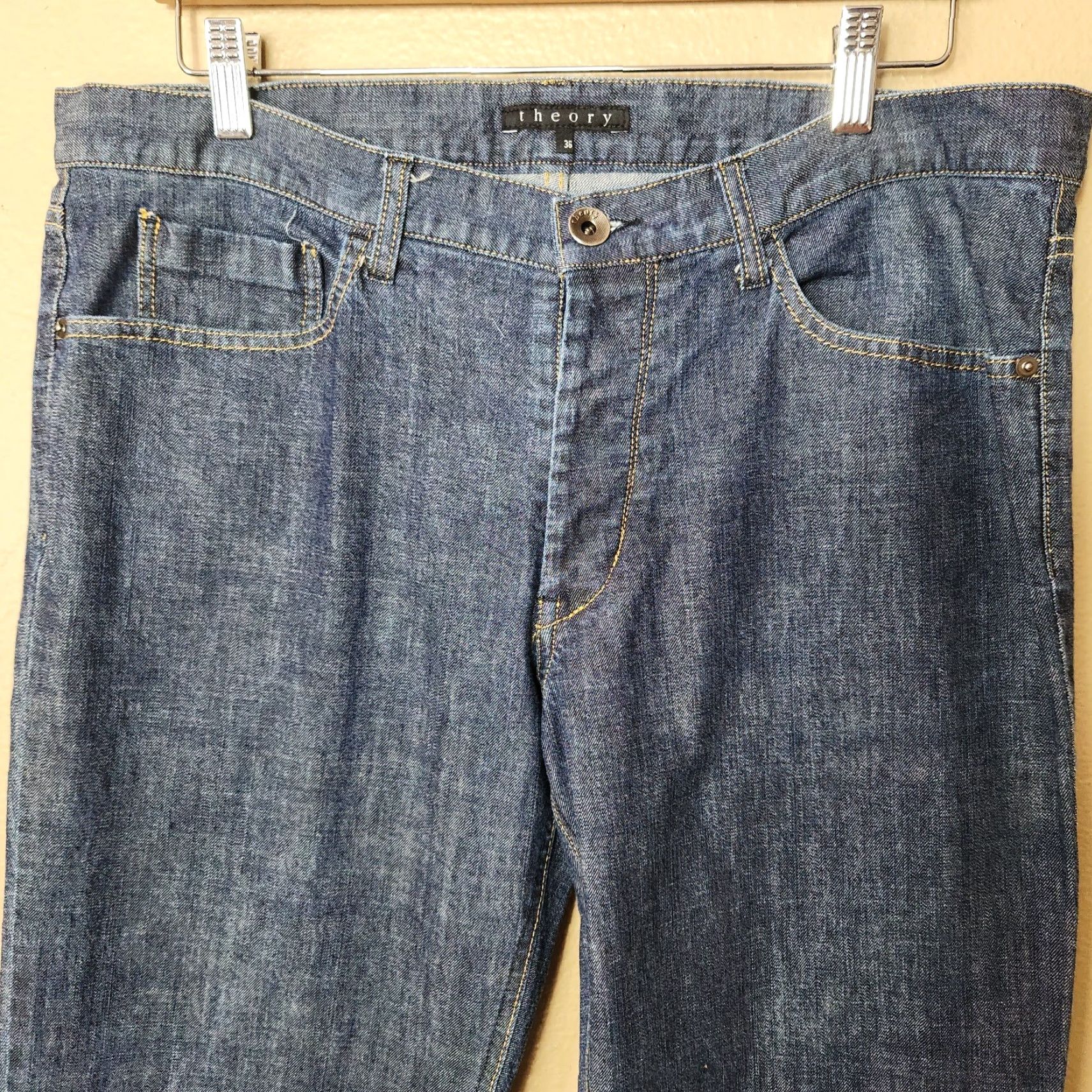 Theory Theory Jeans Men Straight Leg Button Fly Raffi P Gunstock Dark Blue 36 Inseam 32 Denim Stretch Jeans - Size 36 Size US 36 / EU 52 - 2 Thumbnail