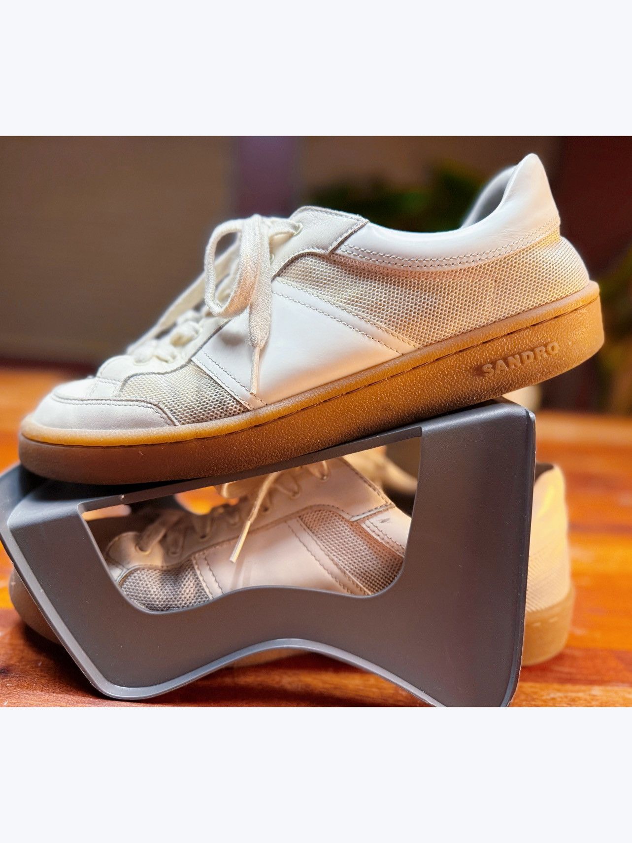 Sandro Sandro Paris White Leather & Mesh Low-Top Sneakers Size US 9 / EU 42 - 2 Thumbnail