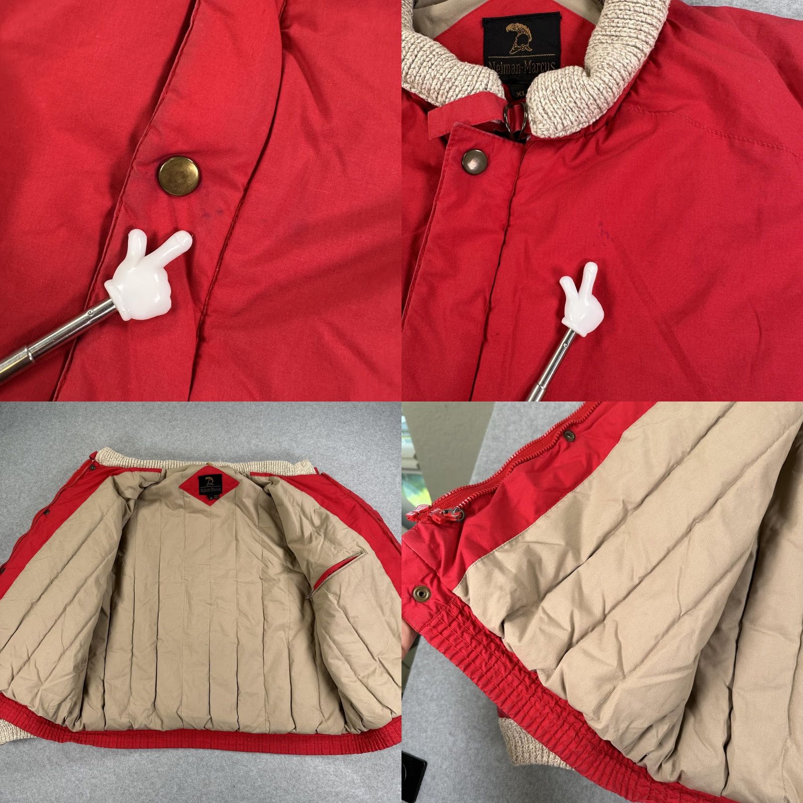 Neiman Marcus VINTAGE Neiman-Marcus Bomber Jacket Mens XL Red Down Knit Collar Insulated Size US XL / EU 56 / 4 - 8 Thumbnail