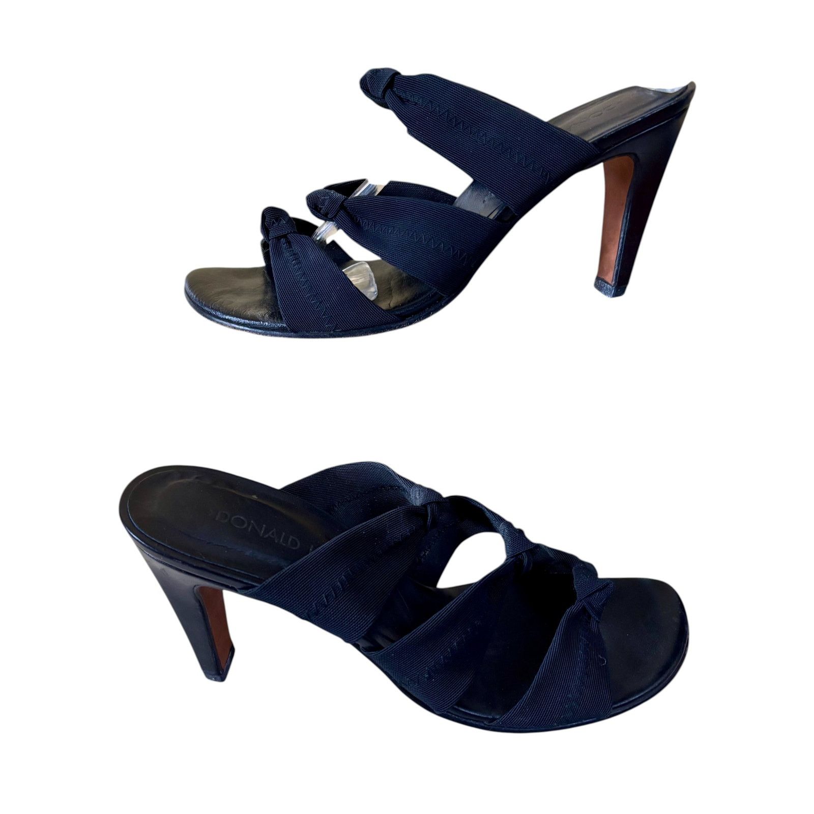 Donald Pliner Donald Pliner Leather Black Mesh Elastic 3 Band Sandal Shoe Size US 7.5 / IT 37.5 - 3 Thumbnail