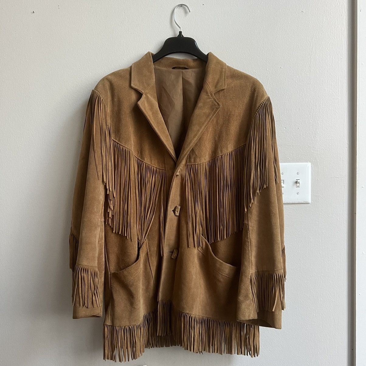 Vintage Pioneer Wear Western Fringe Leather Jacket
