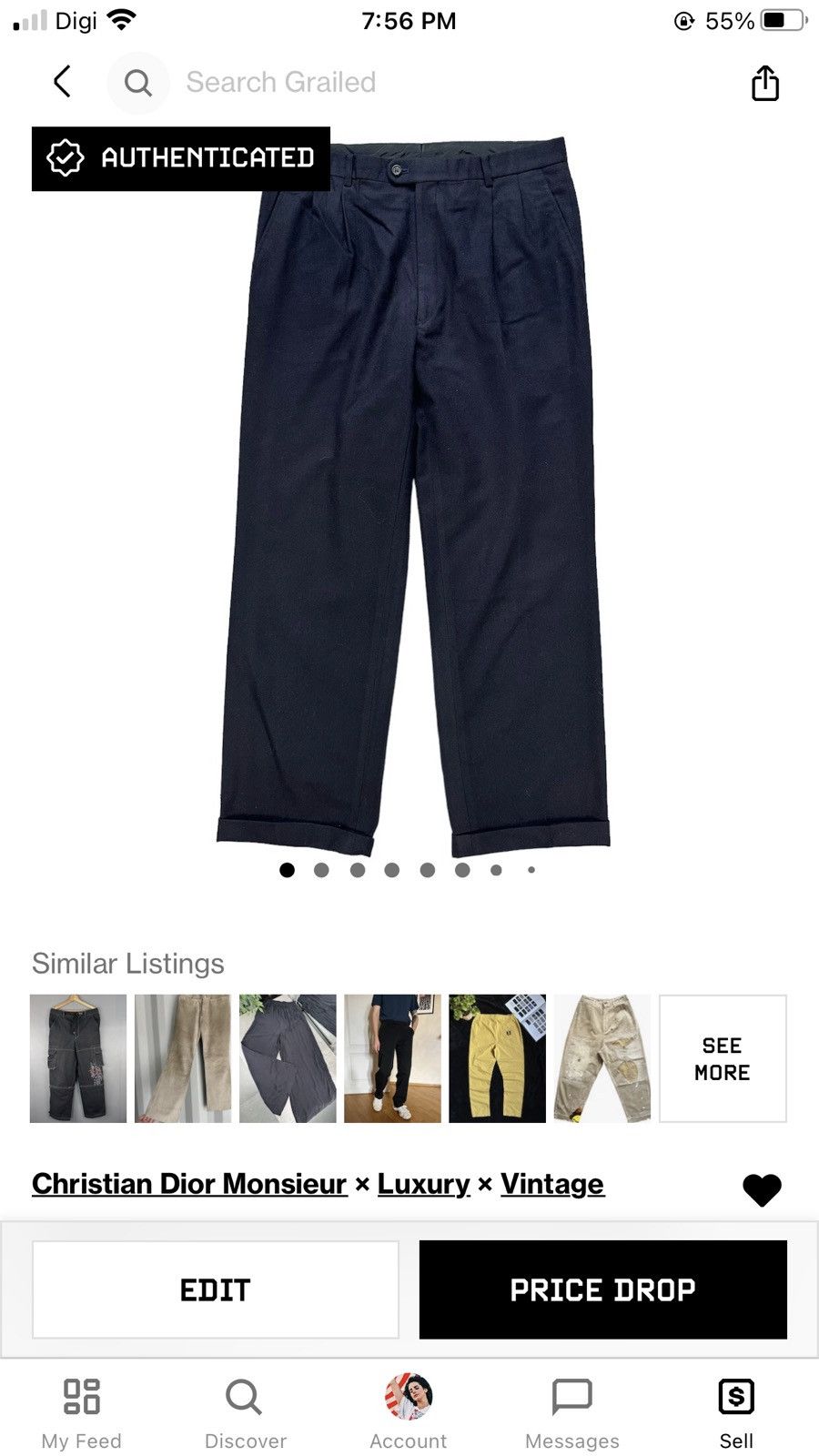 Christian Dior Monsieur CHRISTIAN DIOR MONSIEUR WOOL TROUSERS #8009-71 Size US 35 - 10 Thumbnail