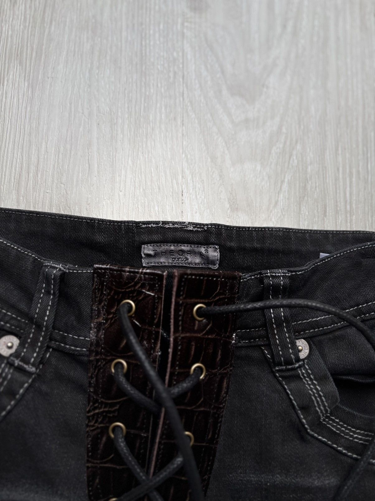 Japanese Brand THEORIA lace up flare jeans Size US 26 / EU 42 - 3 Thumbnail