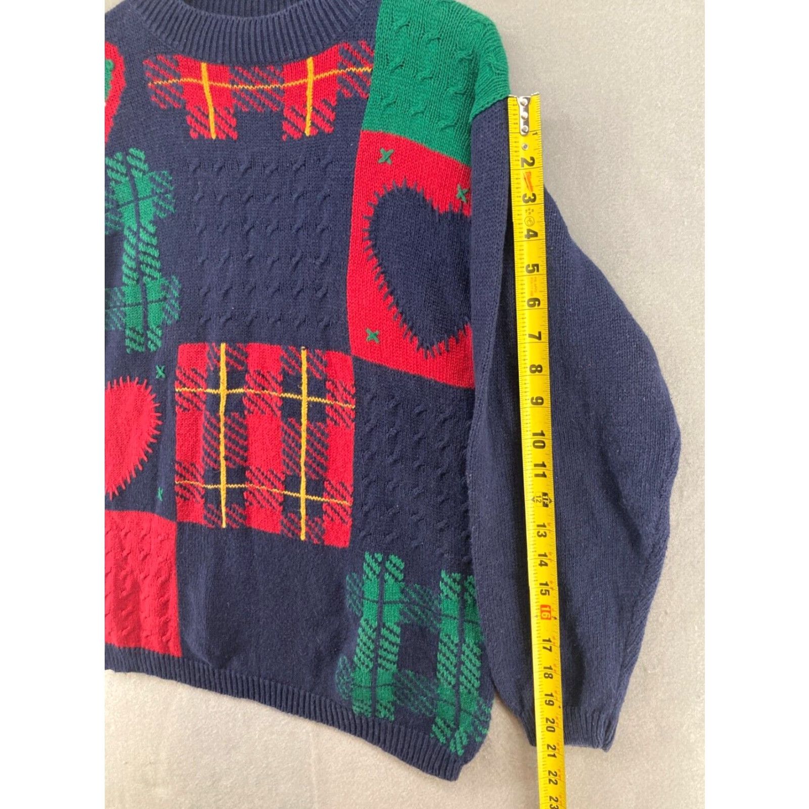 Jantzen Jantzen Sweater Womens Medium Blue Hand Embroidered Plaid Knit 90s Vintage Crew Neck Pullover Womens Size M / US 6-8 / IT 42-44 - 4 Thumbnail