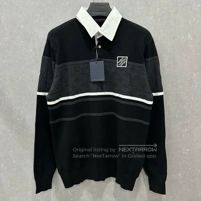Louis Vuitton Louis Vuitton Full-print jacquard knit Polo long sleeve Size US M / EU 48-50 / 2 - 1 Thumbnail