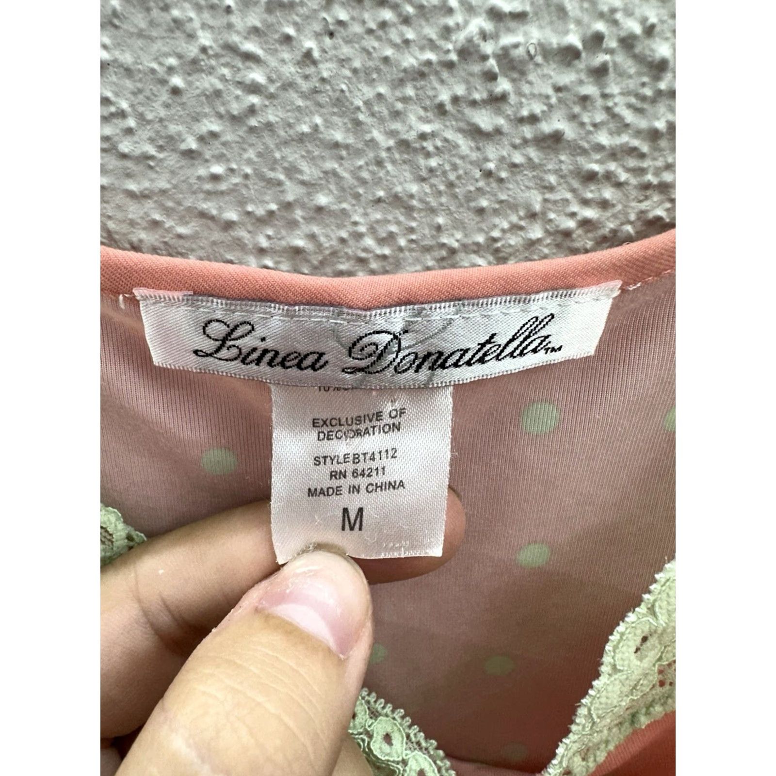 Vintage Linea Donatella Nightgown Women Sleepwear Gown Sleeveless V-Neck Pink Polka Dot LaceTrim Camisole Medium XS? Size ONE SIZE - 4 Thumbnail