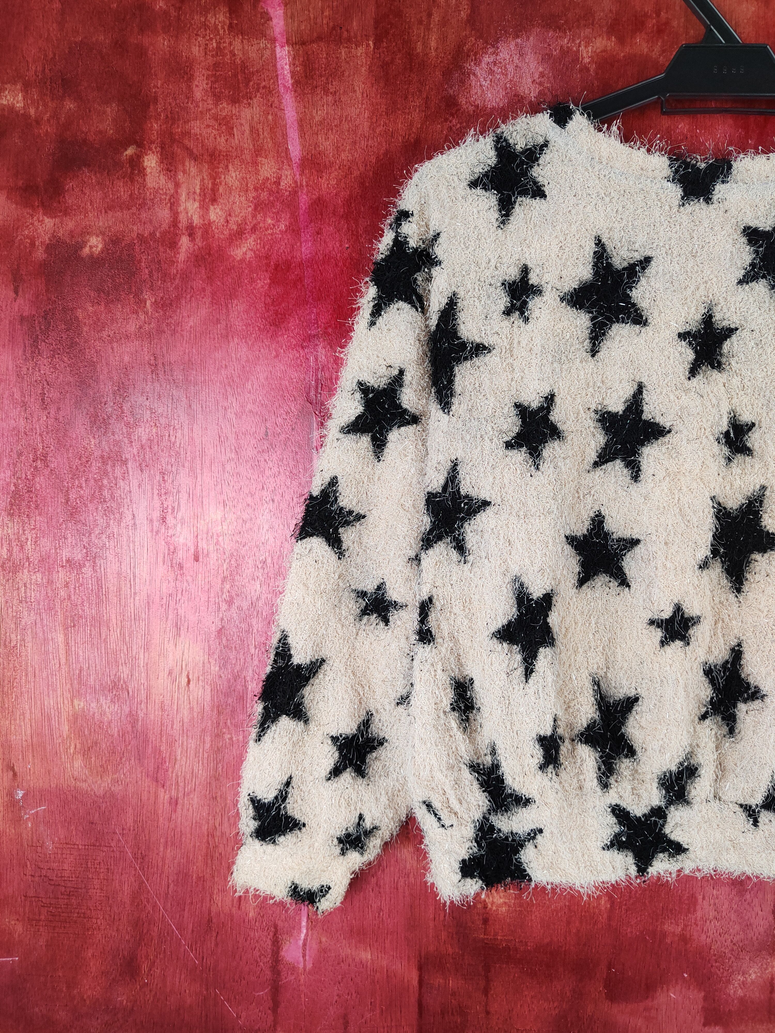 Homespun Knitwear Nice Claup Beige Star Shag Shaggy Fur Mohair Knitwear #S1983 Size S / US 4 / IT 40 - 8 Thumbnail