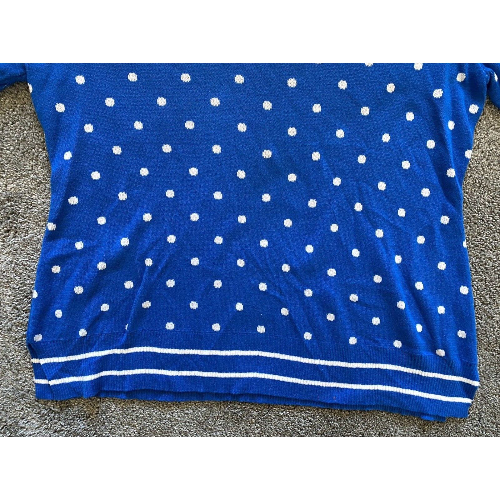 Liz Claiborne NWT New Liz Claiborne Sweatshirt Women’s XL Sky Driver Blue Polka Dot Long Sleeve Size XL / US 12-14 / IT 48-50 - 4 Thumbnail