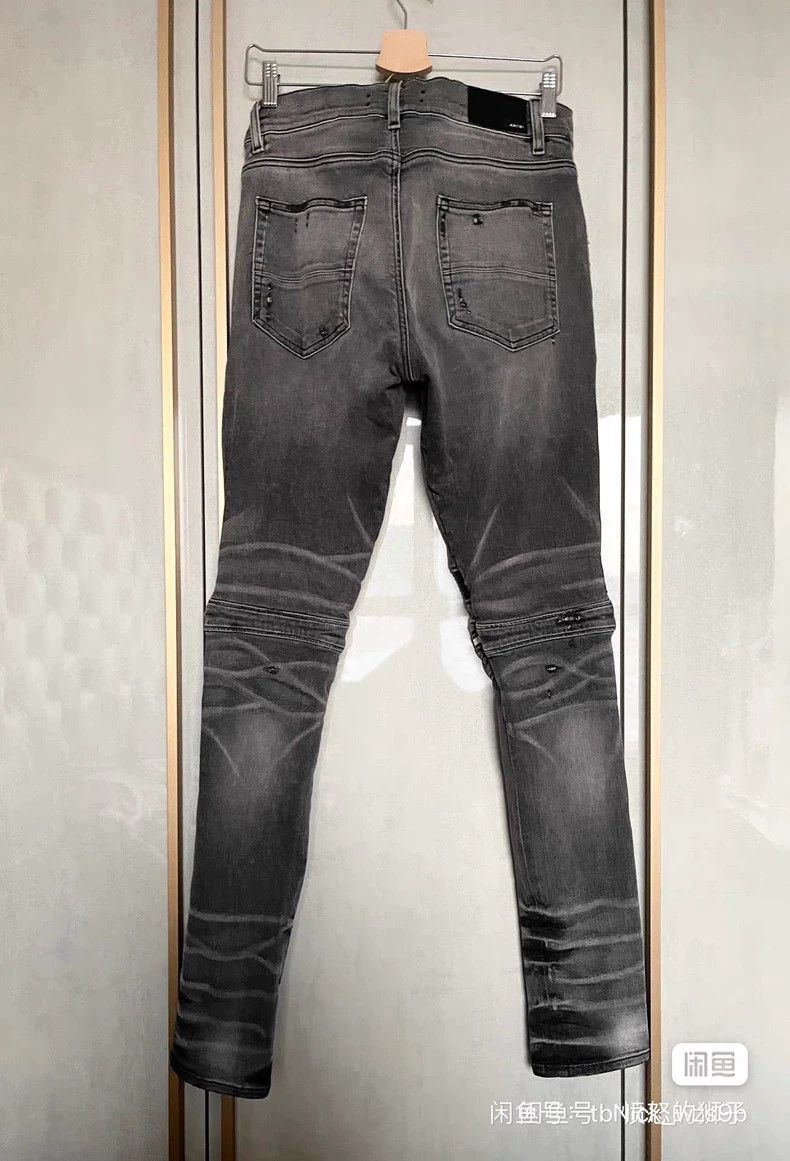 Amiri Amiri MX2 gray mixed leather jeans Size US 32 / EU 48 - 2 Thumbnail