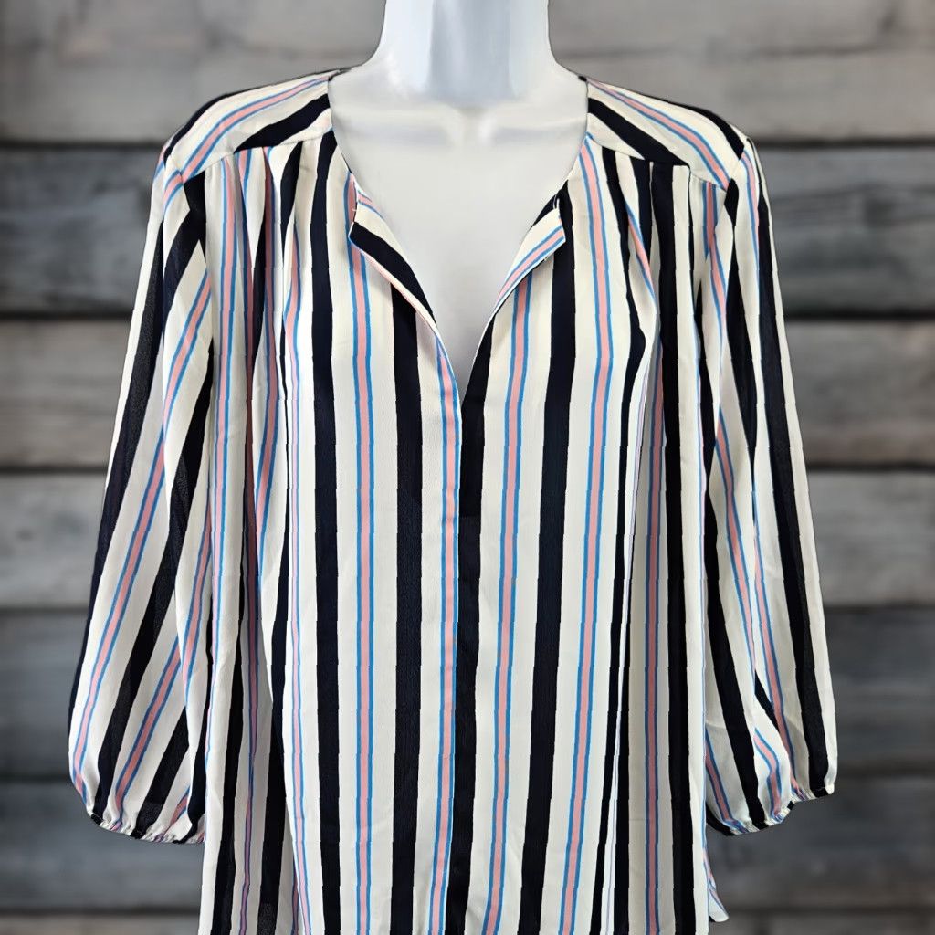 Pinko Pleione Womens Top XL Pink White Stripe 3/4 Sleeve Multicolor Size XL / US 12-14 / IT 48-50 - 1 Thumbnail
