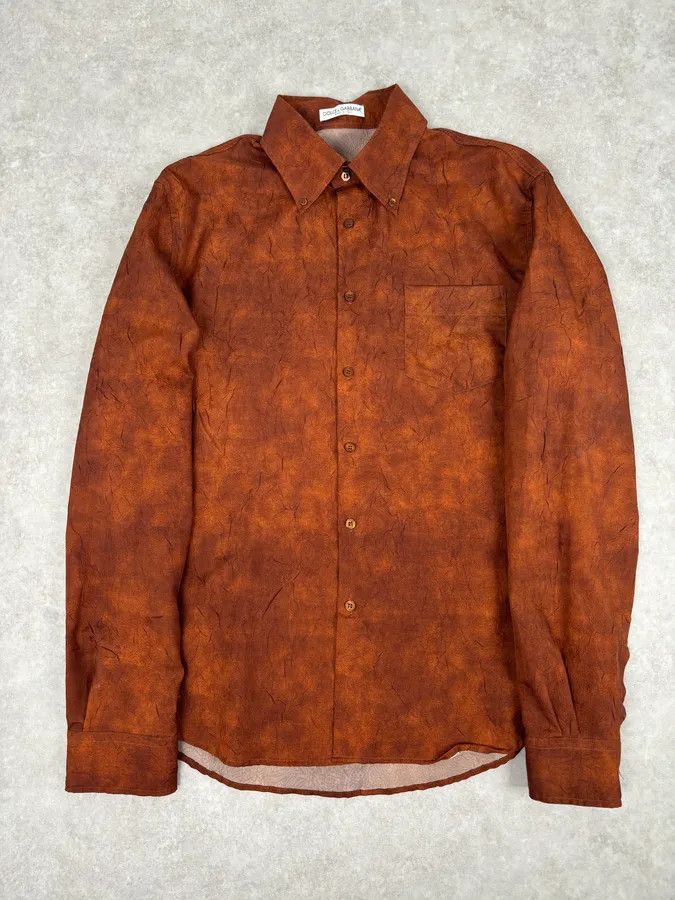 Dolce & Gabbana Dolce & Gabbana Rust Suede Brown Shirt Size US M / EU 48-50 / 2 - 1 Thumbnail