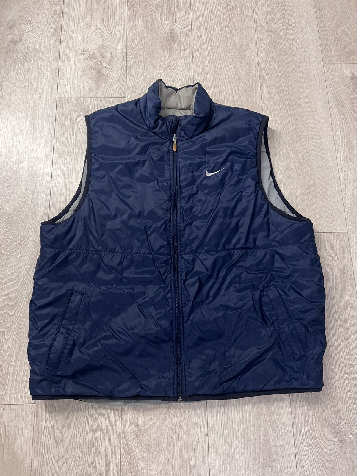 Nike × Vintage Vintage Nike puff Vest Jacket Reversible 2000 90s Y2K Navy Size US XXL / EU 58 / 5 - 1 Thumbnail