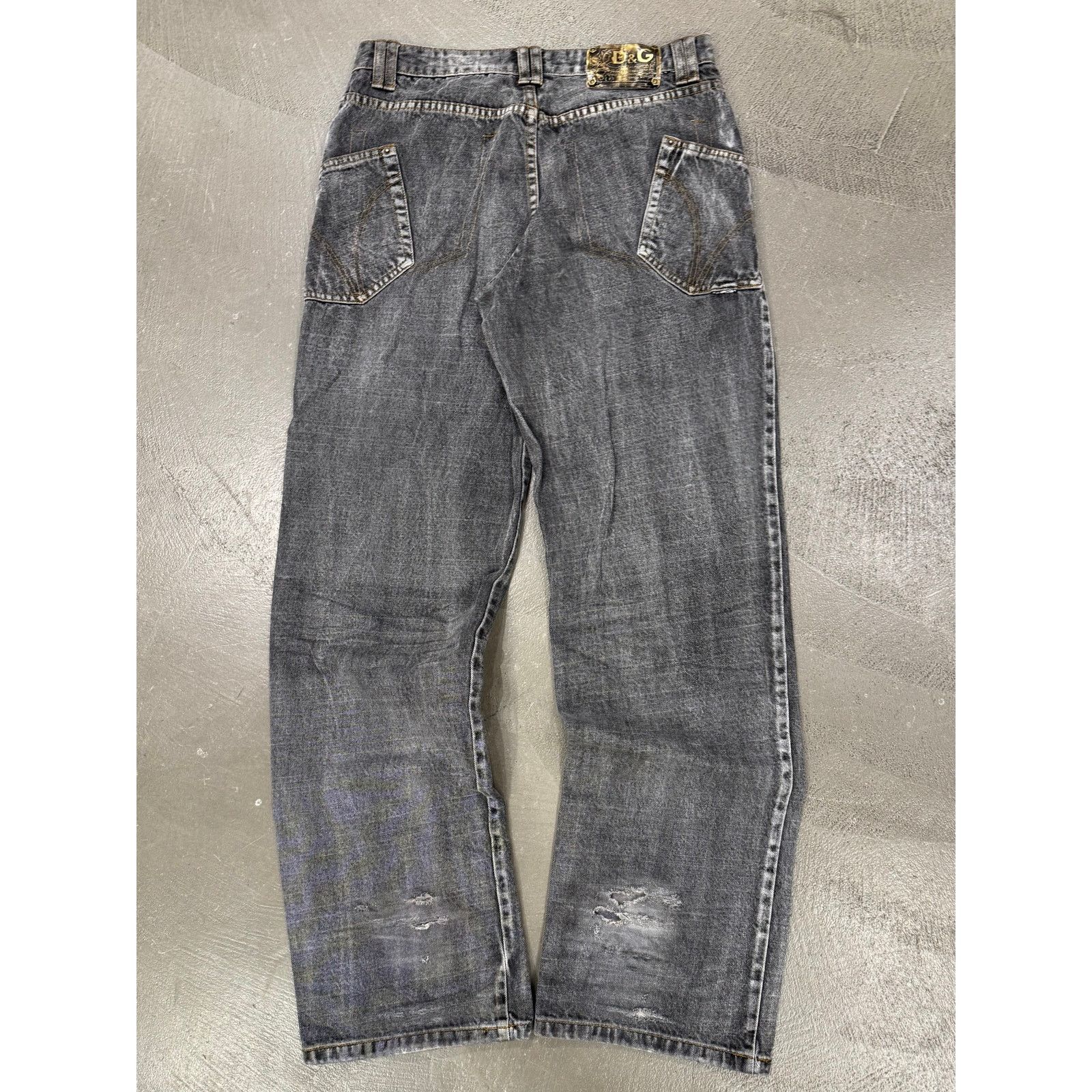 Dolce & Gabbana A/W2003 Dolce & Gabbana asymmetrical faded baggy jeans Size 38" / US 16 / IT 52 - 2 Thumbnail