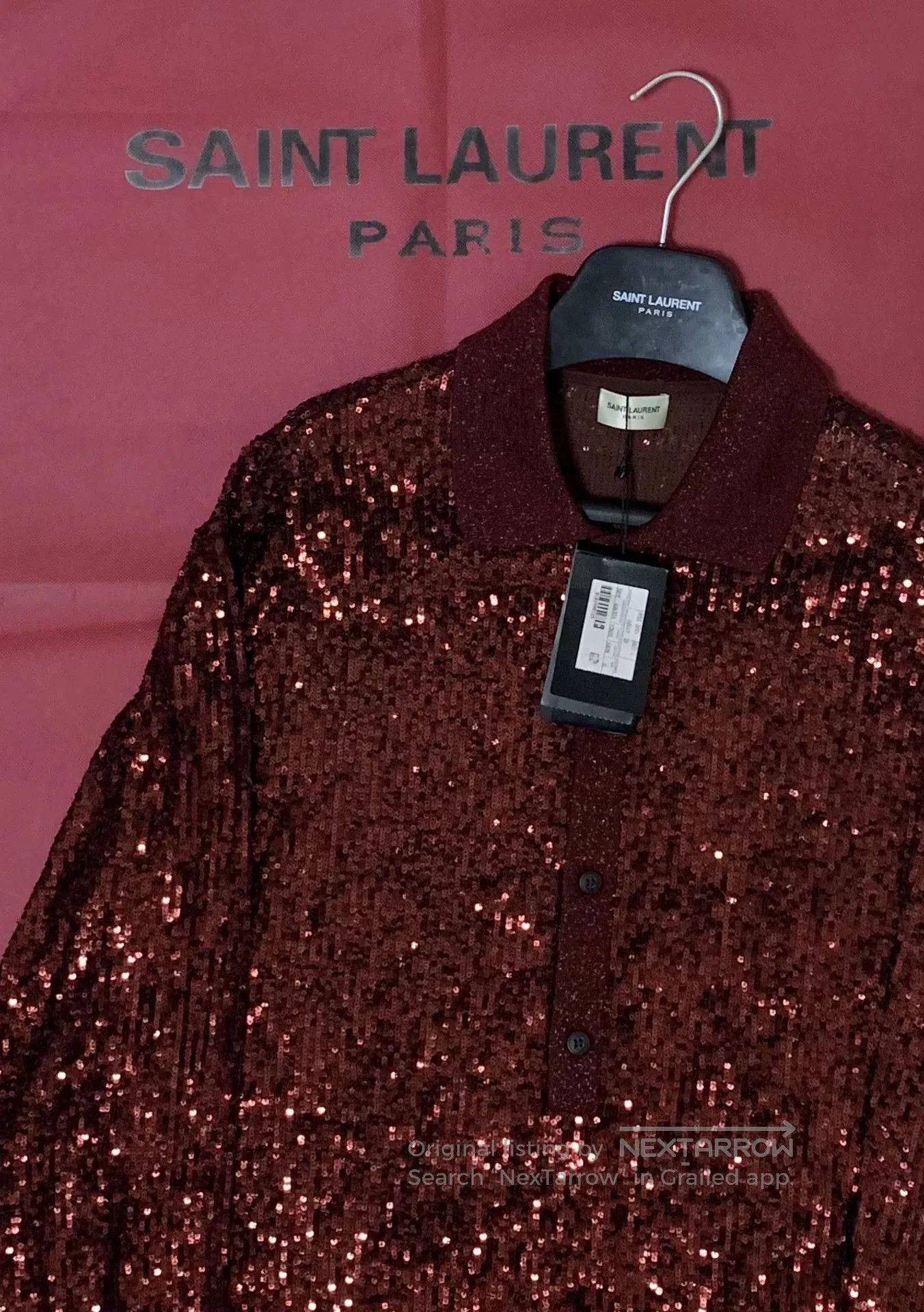 Saint Laurent Paris Saint Laurent SLP Red Sequin Shirt. Size US XL / EU 56 / 4 - 8 Thumbnail