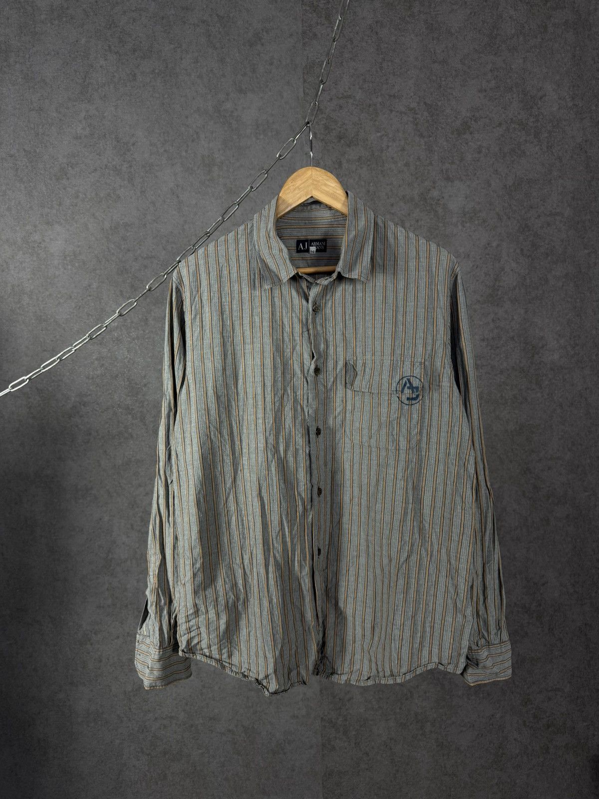 Armani Armani Jeans luxury vintage designer striped shirt Size US XL / EU 56 / 4 - 1 Thumbnail