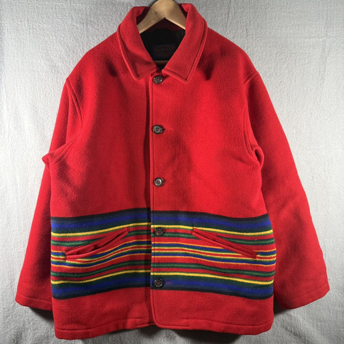 Pendleton Vintage Pendleton high grade Serape Striped Red wool Coat Size US L / EU 52-54 / 3 - 1 Thumbnail