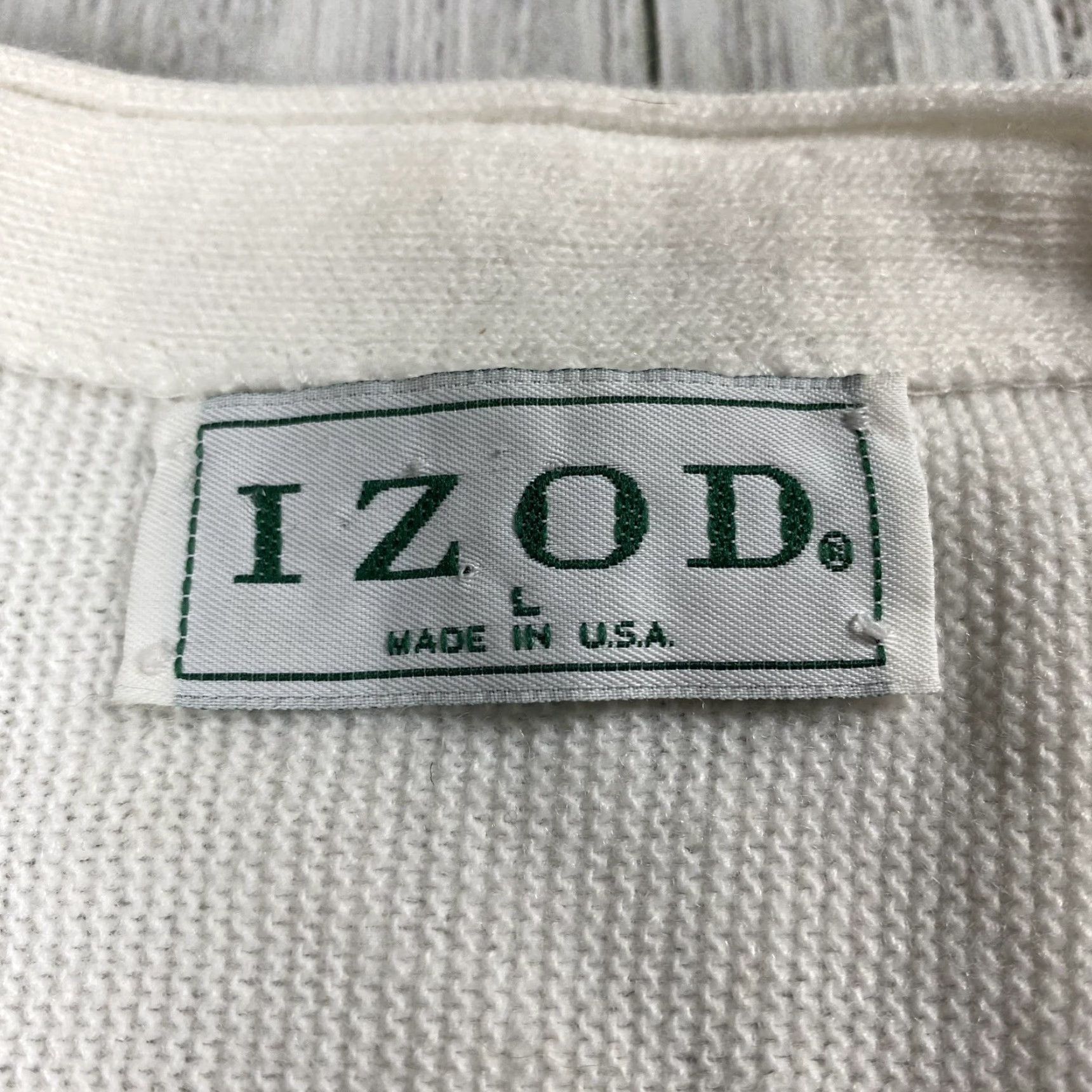 Izod VINTAGE IZOD Cardigan Sweater White Mens L Regular 80s USA Logo Knit 100% Acrylic Front-Logo Knitwear Size US L / EU 52-54 / 3 - 4 Thumbnail