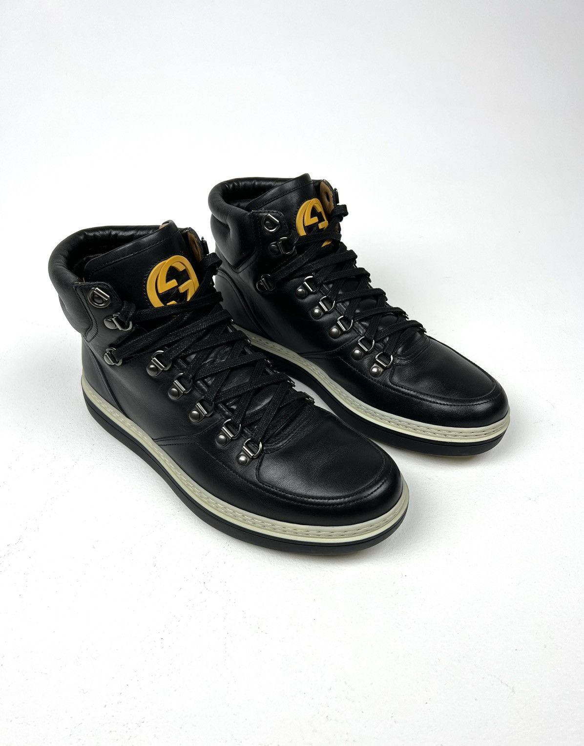 Gucci GUCCI Boots Leather Shoes GG Interlocking Logo Black Men’s Size US 6.5 / EU 39-40 - 2 Thumbnail