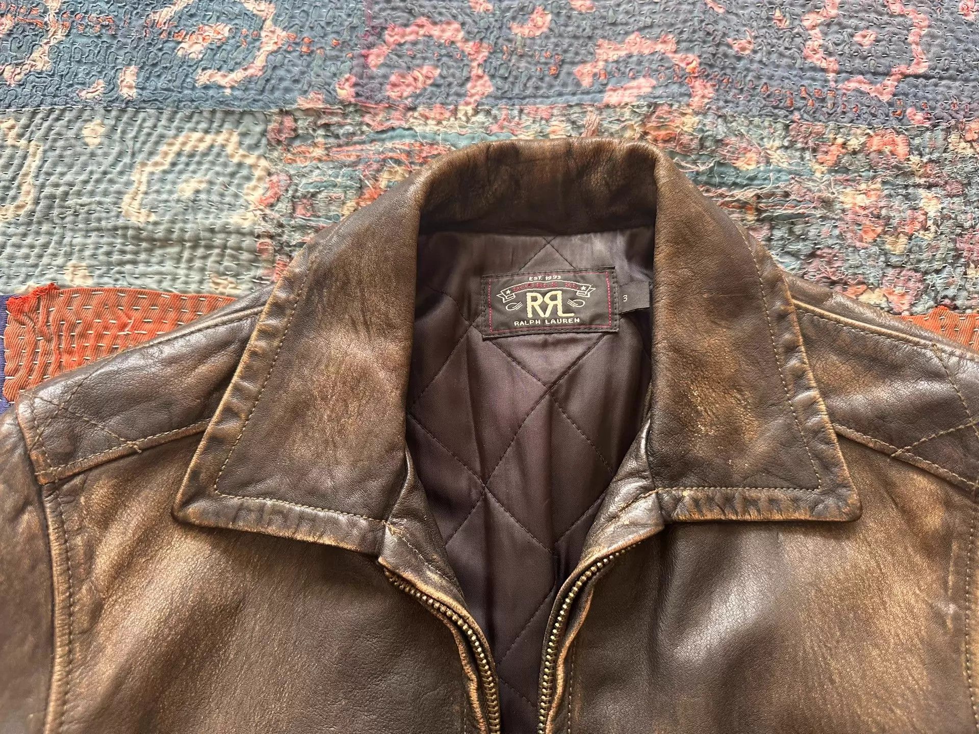 RRL Ralph Lauren RRL Distressed Leather Jacket Size 3 Size US L / EU 52-54 / 3 - 3 Thumbnail