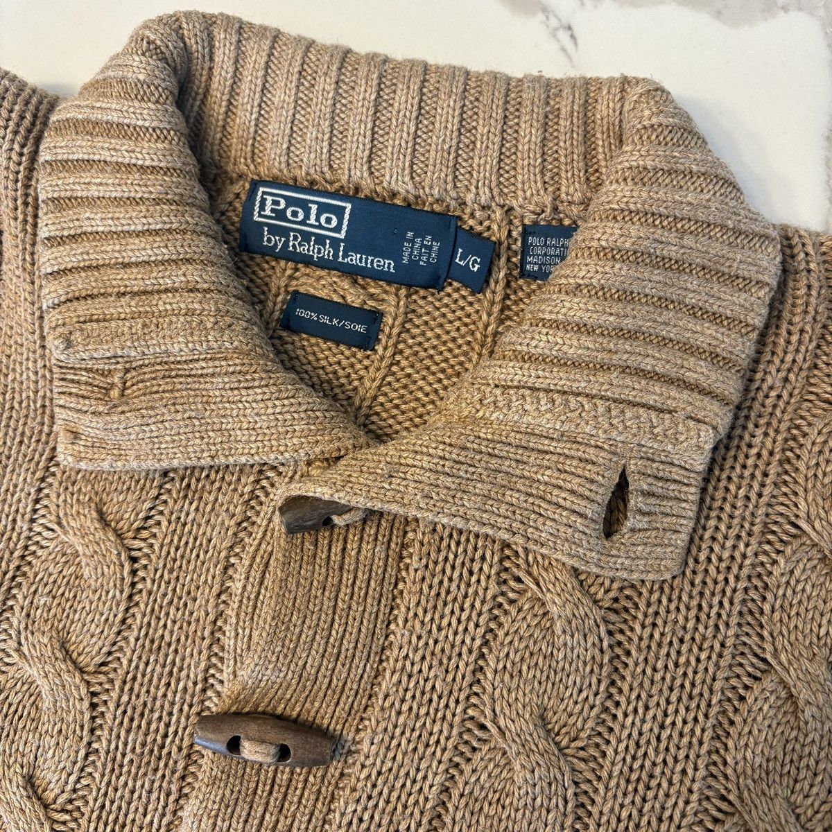 Polo Ralph Lauren × Vintage Vintage 100% Silk Ralph Lauren Polo Cable Knit Sweater Size US L / EU 52-54 / 3 - 2 Thumbnail