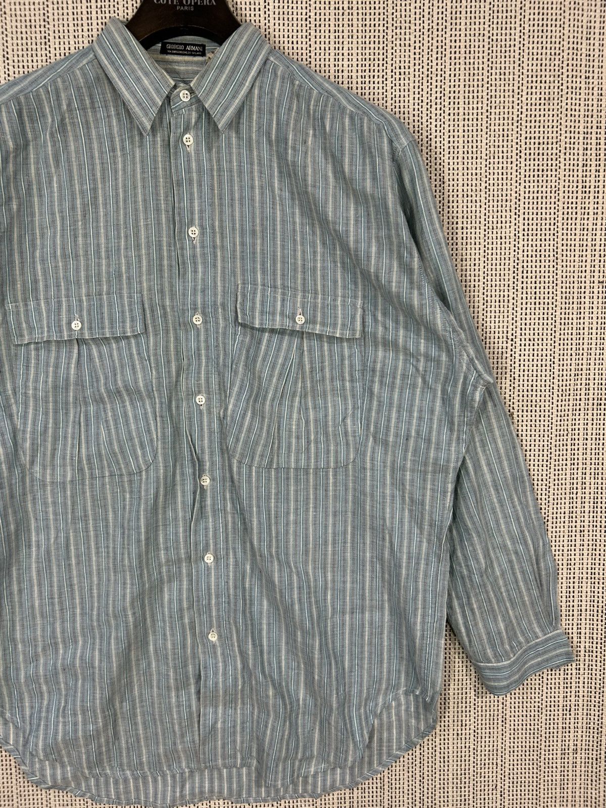 Giorgio Armani Vtg 80s giorgio armani italy made multicolor striped linen Size US XL / EU 56 / 4 - 9 Thumbnail