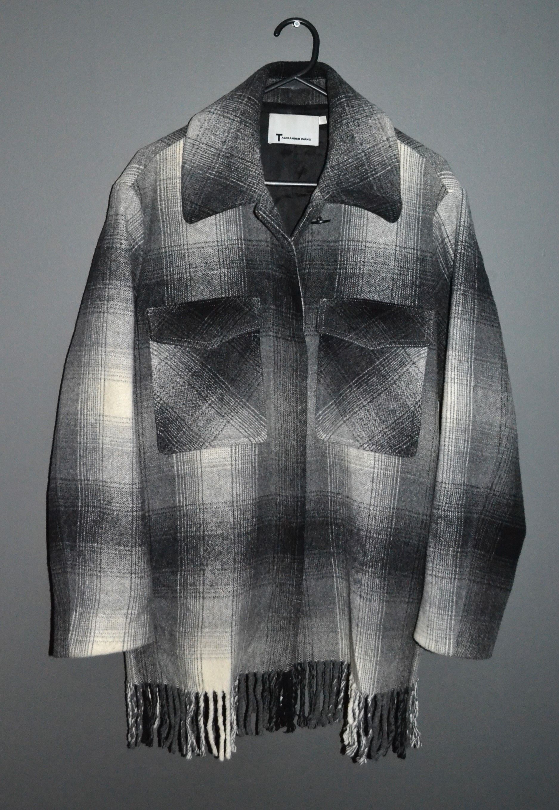 Alexander Wang Alexander Wang Shadow Check Plaid Wool Jacket Fringe Women 4 Size S / US 4 / IT 40 - 2 Thumbnail