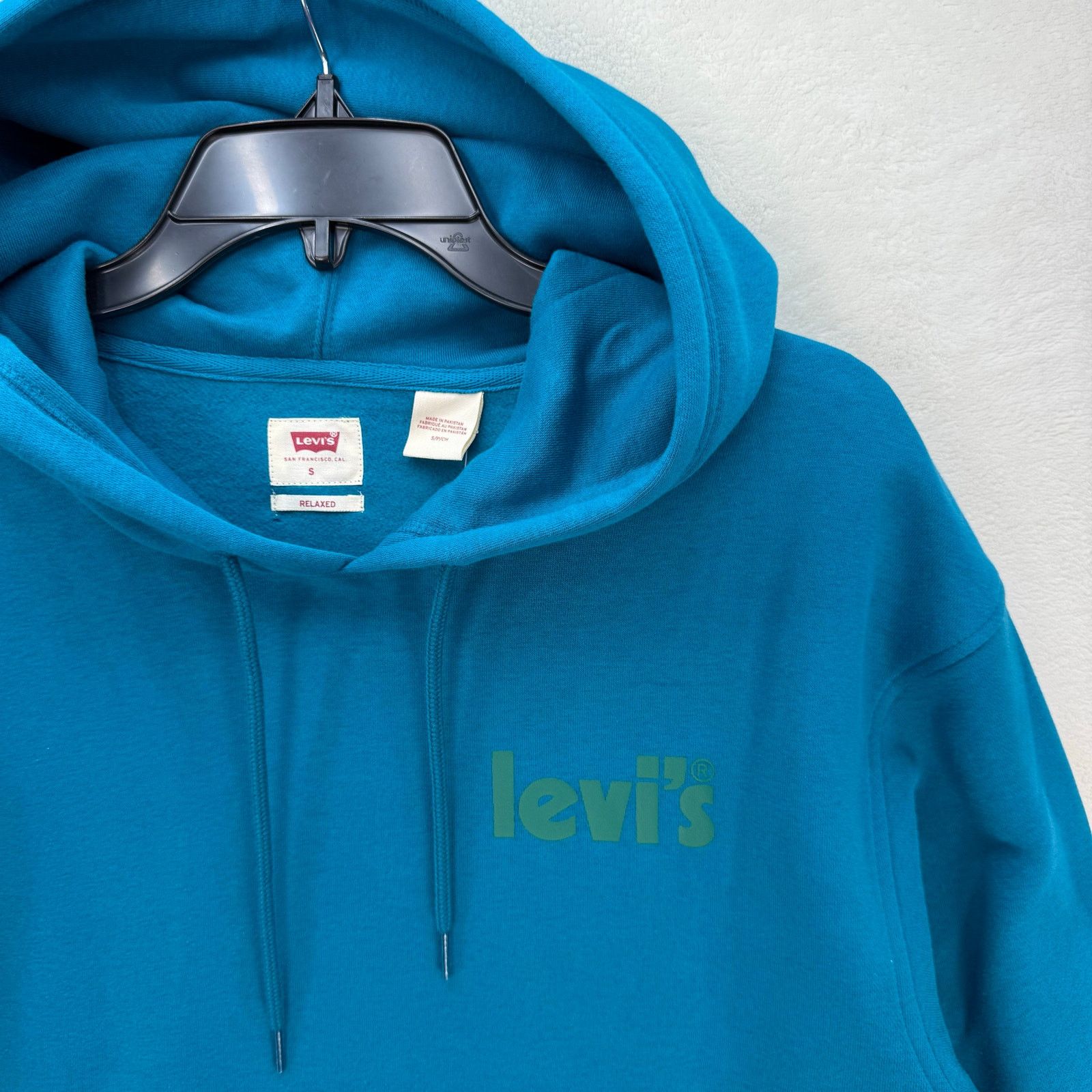 Levi's LEVI'S MEN'S SMALL OG FLEECE HOODIE TEAL BLUE SOFT MID DUTY Size US S / EU 44-46 / 1 - 2 Thumbnail