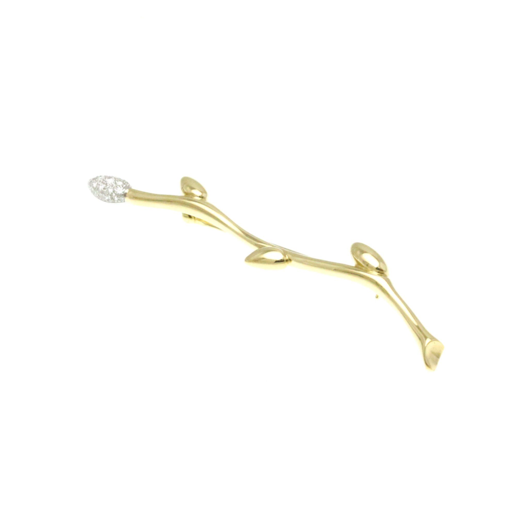 image of Tiffany Co Tiffany Leaf Motif Diamond Brooch Platinum,yellow Gold (18K) Diamond Brooch Gold,silver,
