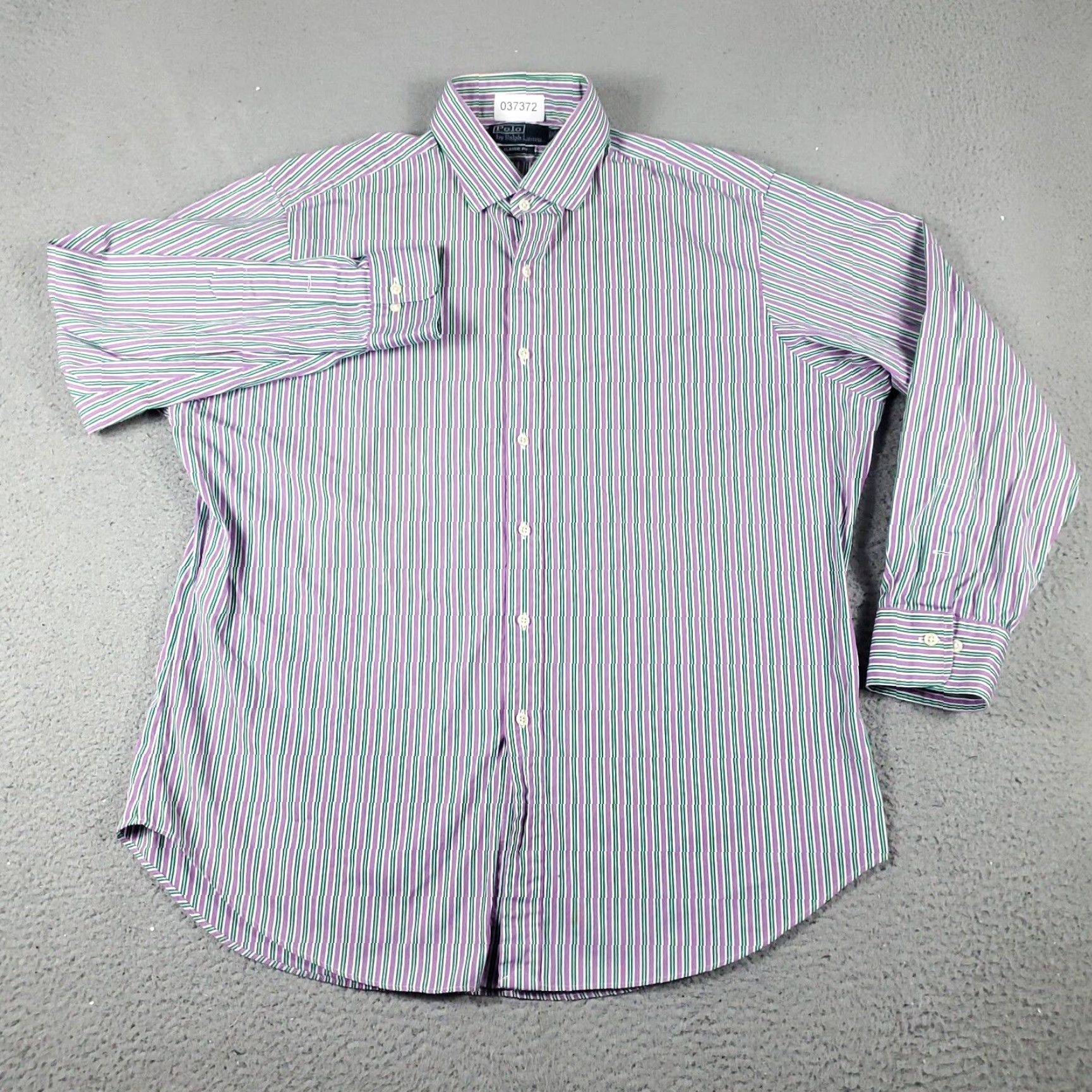 Ralph Lauren Ralph Lauren Dress Shirt Men 17.5 Purple Green Striped Long Sleeve Button Up Regular Fit Size 46R - 2 Thumbnail