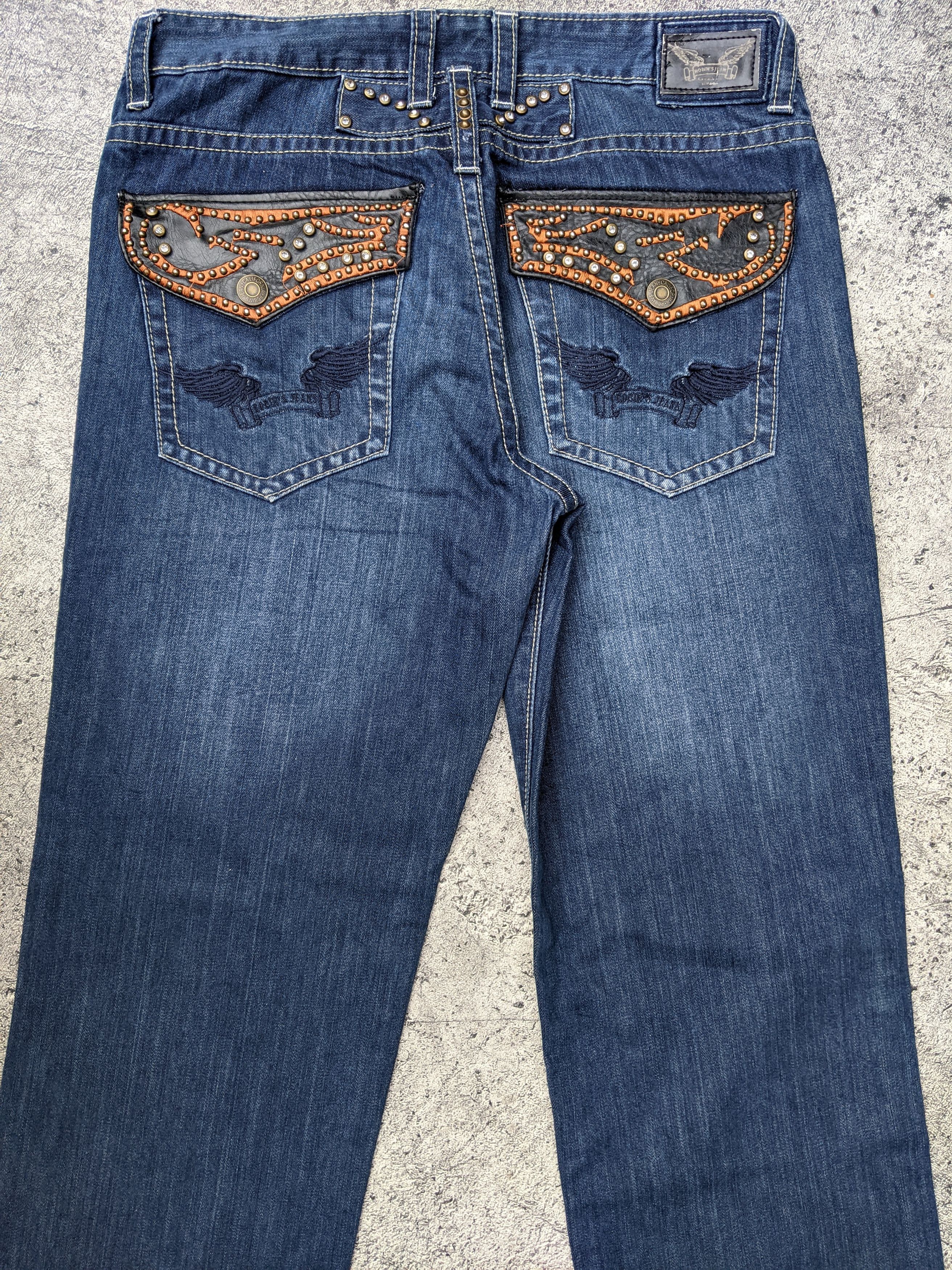 Robins Jeans Rare Robin's Low Ryder Leather Patch Studded Size US 34 / EU 50 - 3 Thumbnail