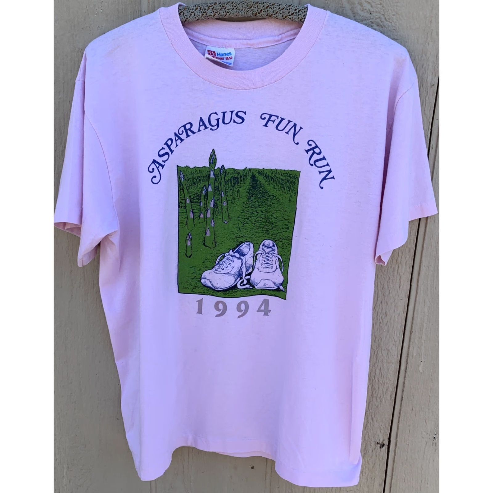 Hanes VINTAGE Hanes Asparagus Fun Run 1994 T Shirt Pink L Men Short Sleeve Graphic Tee 1990s Sportswear/Beach Size US L / EU 52-54 / 3 - 2 Thumbnail