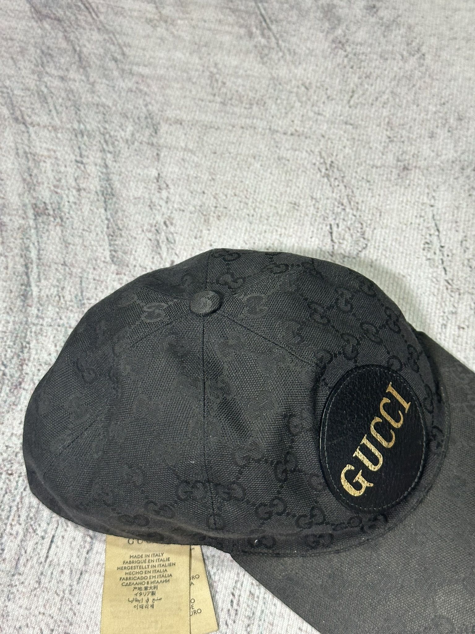 Gucci Gucci Hat GG Monogram Leather Patch Logo Black Size ONE SIZE - 8 Thumbnail