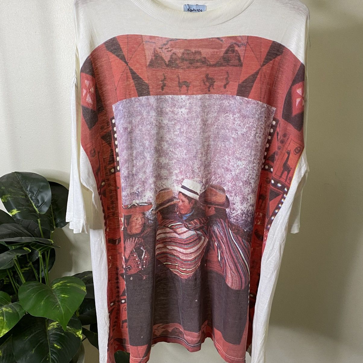 Vintage 1990s Aquarose AllOverPrint Art T Shirt Size US XXL / EU 58 / 5 - 2 Thumbnail