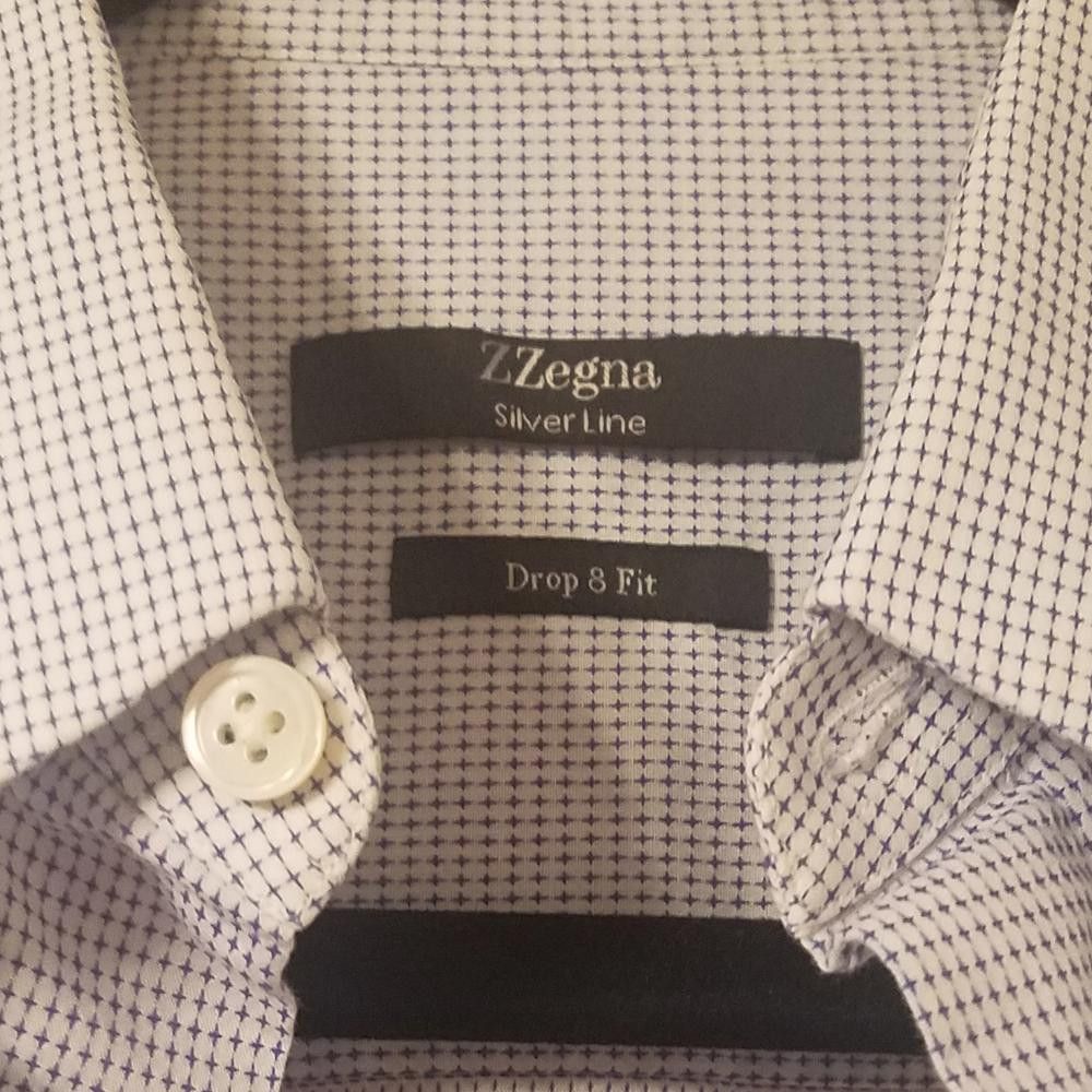 Z Zegna Zegna Silver Line Drop 8 Fit Blue/White Shirt Size 15 1/2 Size 38R - 2 Thumbnail