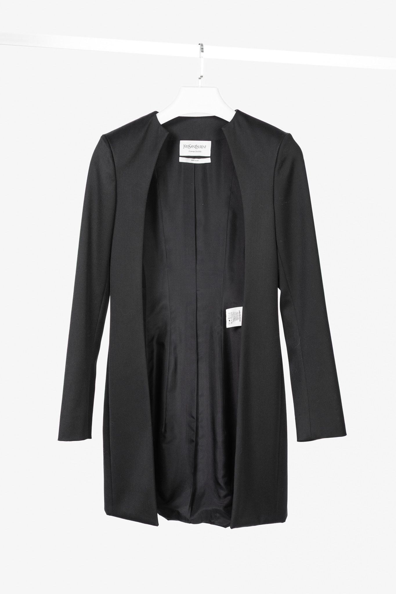 Yves Saint Laurent Yves Saint Laurent SS12 Black Wool Open-Front Blazer Size L / US 10 / IT 46 - 1 Thumbnail