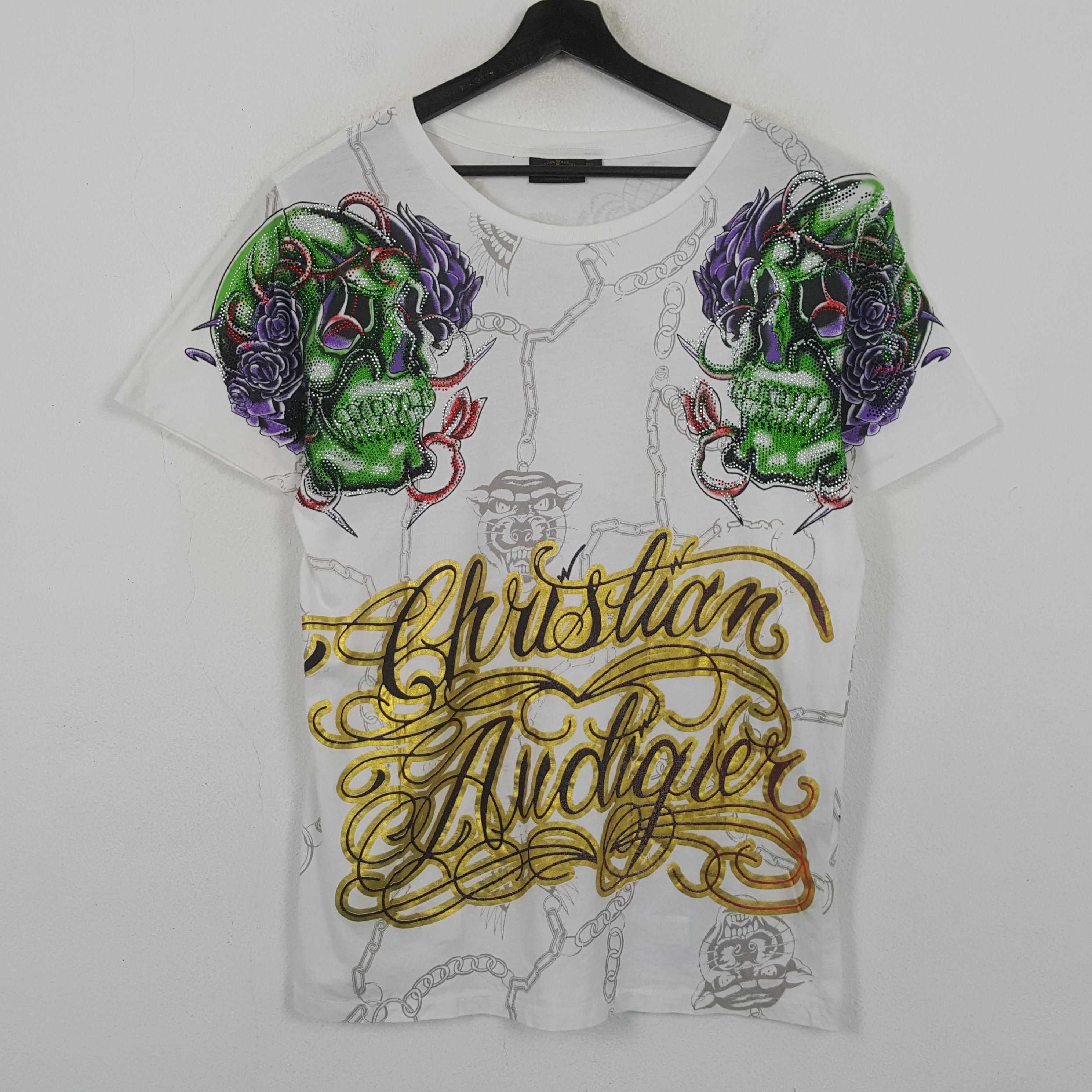 Christian Audigier Christian Audigier Fashion Designer Style Tshirt RR9 Size L / US 10 / IT 46 - 3 Thumbnail